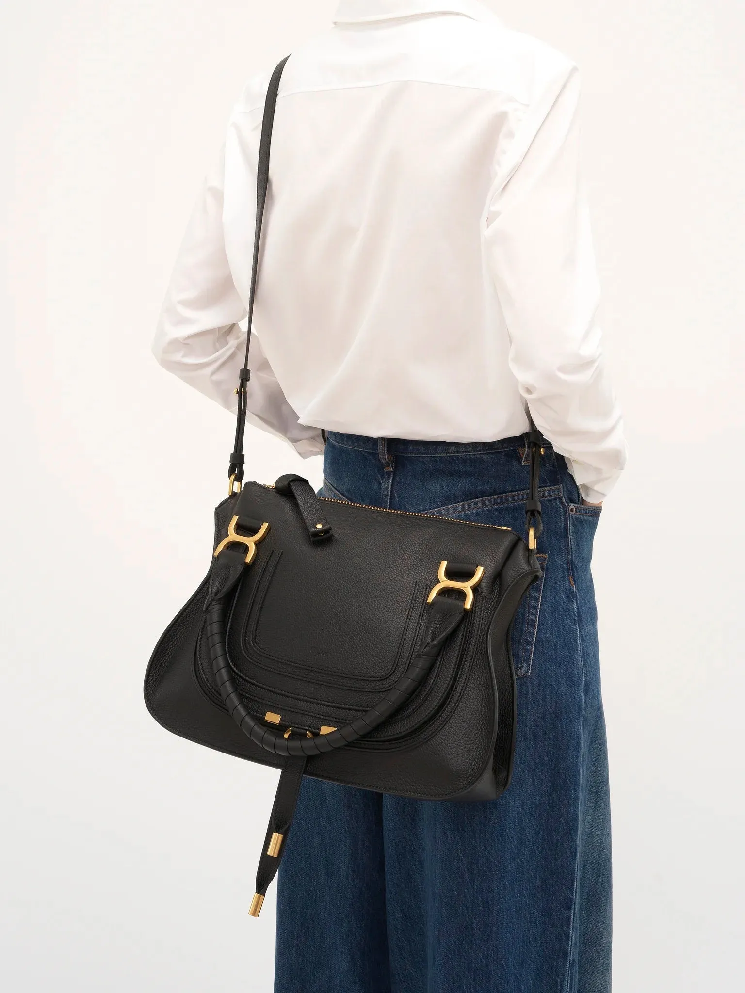 CHLOÉ MEDIUM MARCIE GRAINED CALFSKIN LEATHER BAG