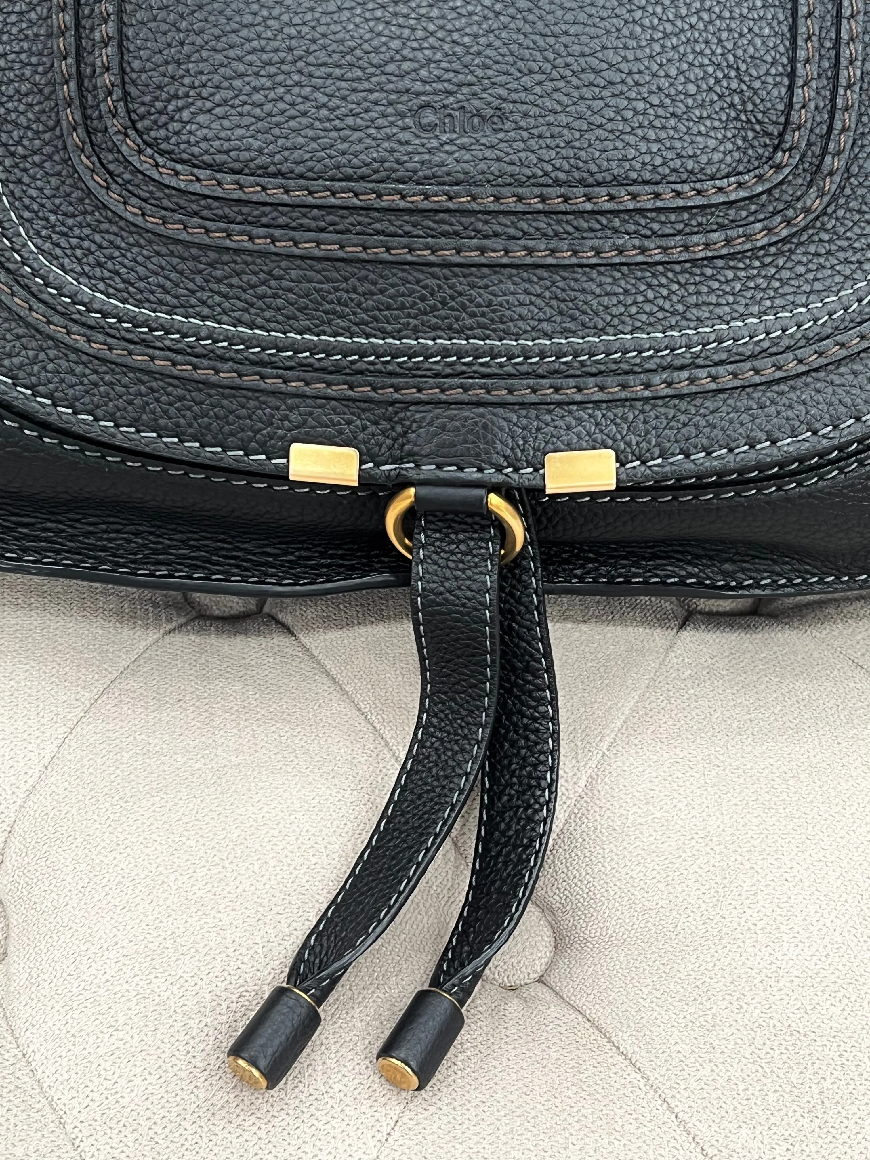 CHLOÉ MEDIUM MARCIE GRAINED CALFSKIN LEATHER BAG