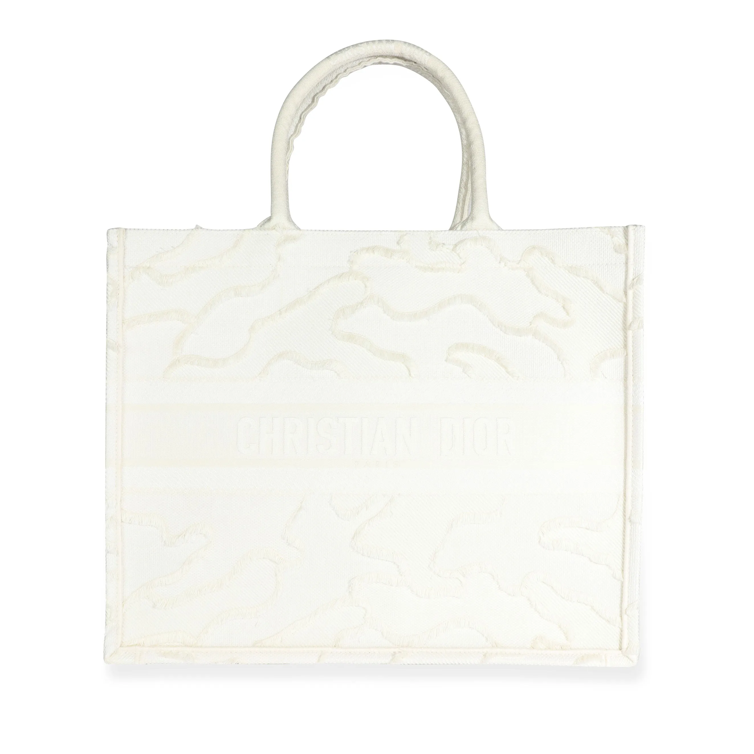 CHRISTIAN DIOR White Camouflage Embroidery Large Book Tote