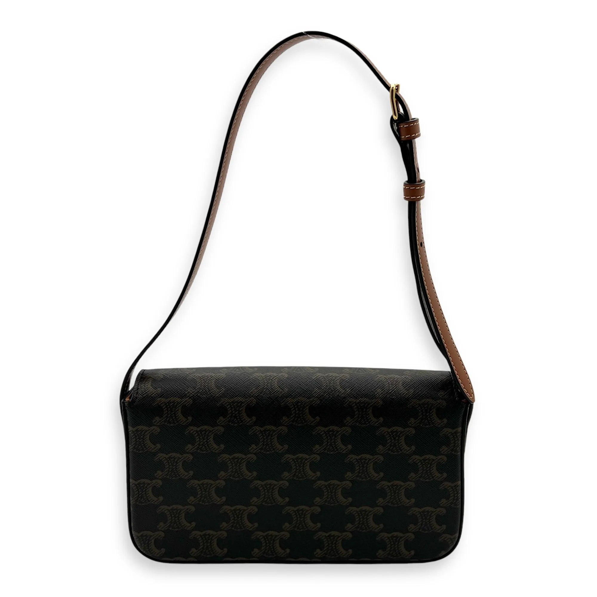 Claude Triomphe Shoulder Bag Brown in Coated Canvas, Gold hardware