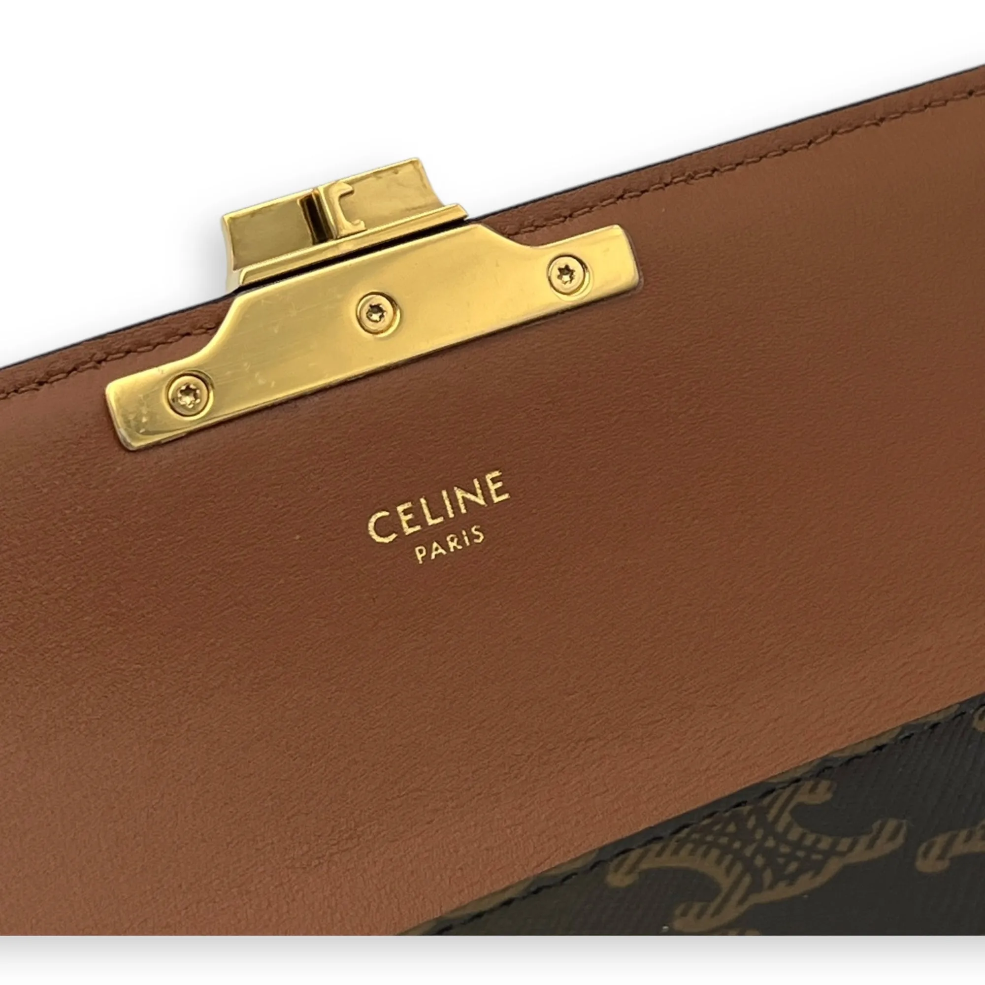 Claude Triomphe Shoulder Bag Brown in Coated Canvas, Gold hardware