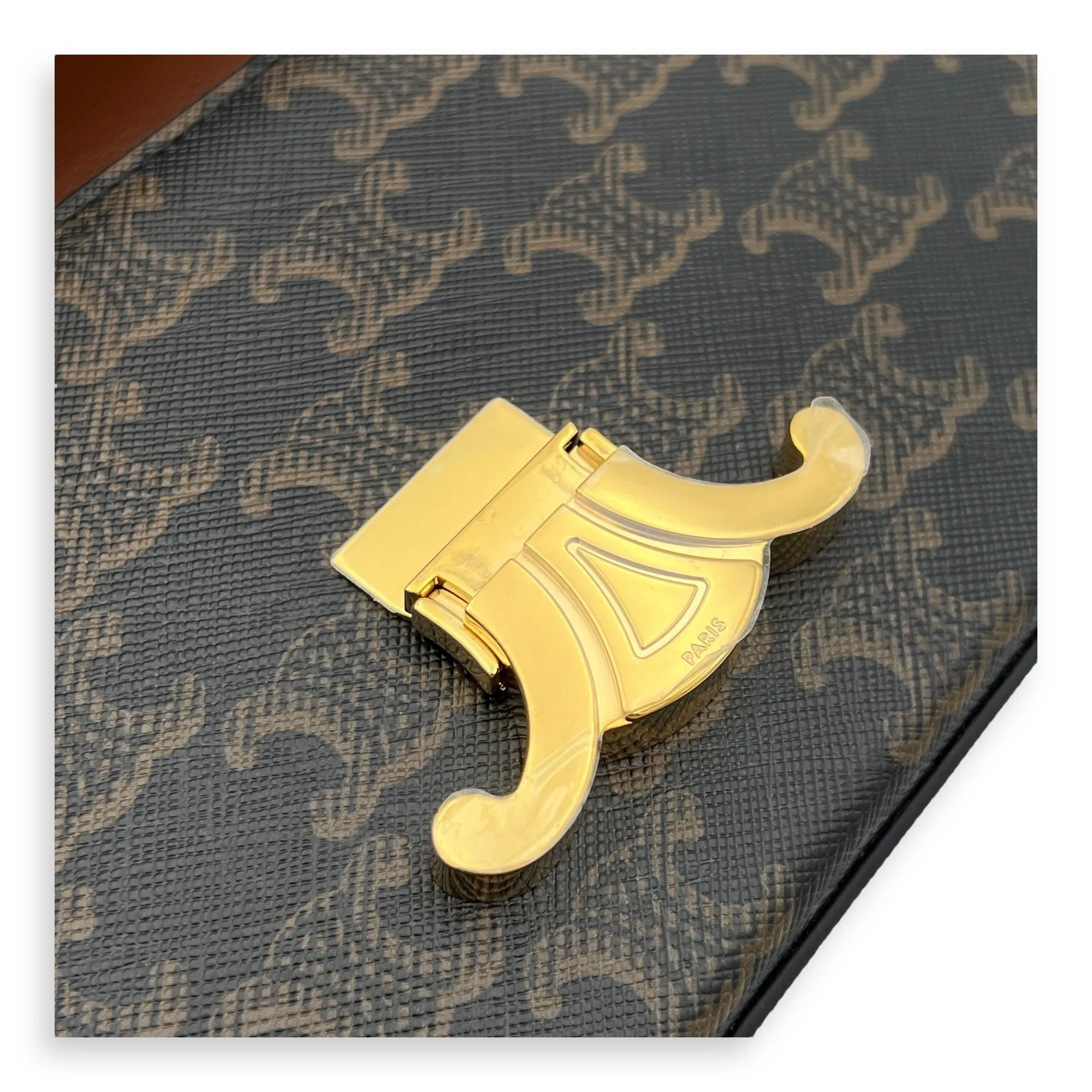 Claude Triomphe Shoulder Bag Brown in Coated Canvas, Gold hardware