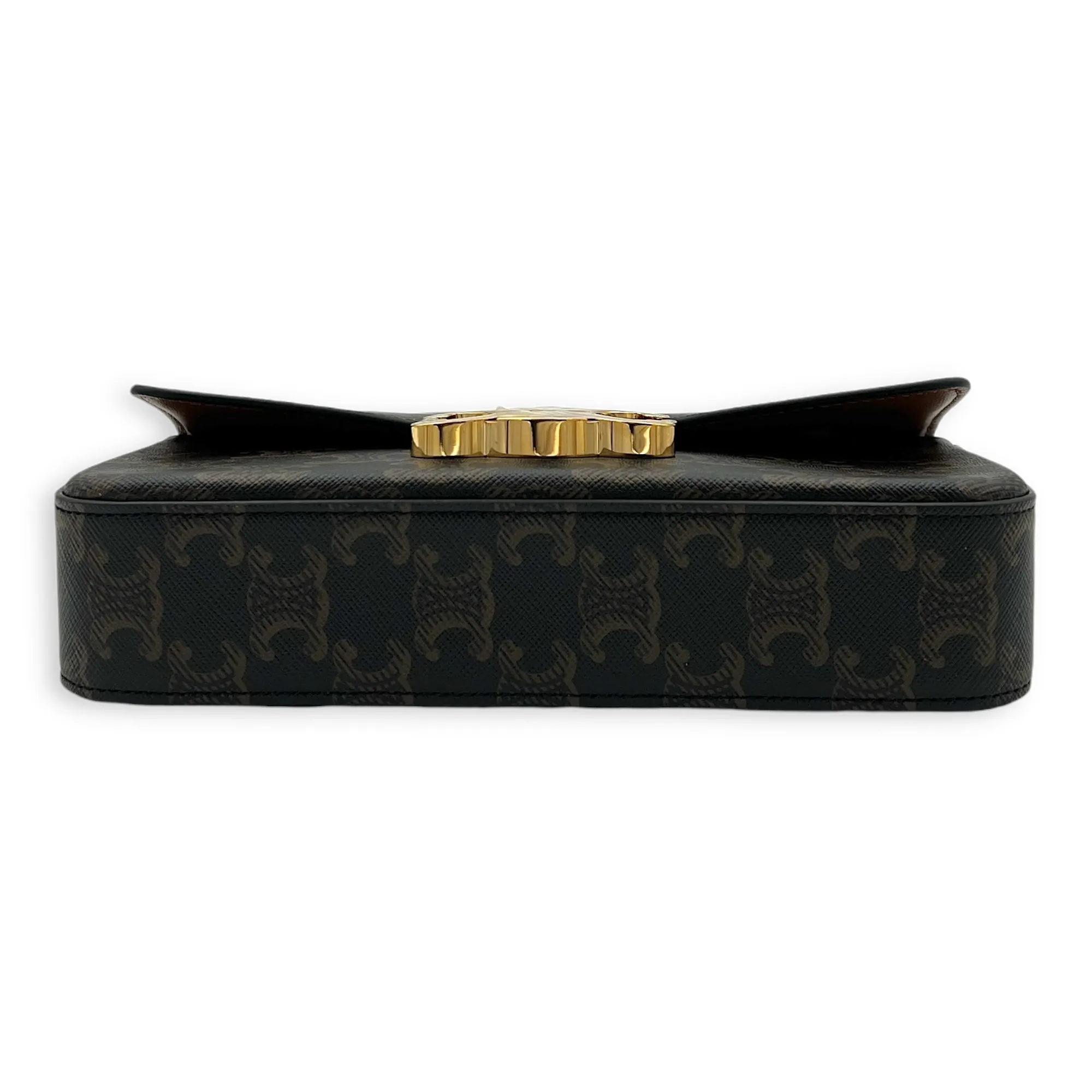 Claude Triomphe Shoulder Bag Brown in Coated Canvas, Gold hardware