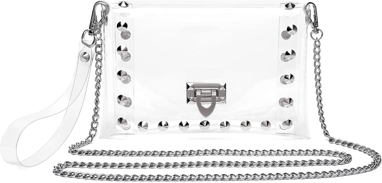 Clear Purse Stadium Approved,Small Clear Crossbody Bag for Women,Fashion See Through Clutch Shoulder Bag