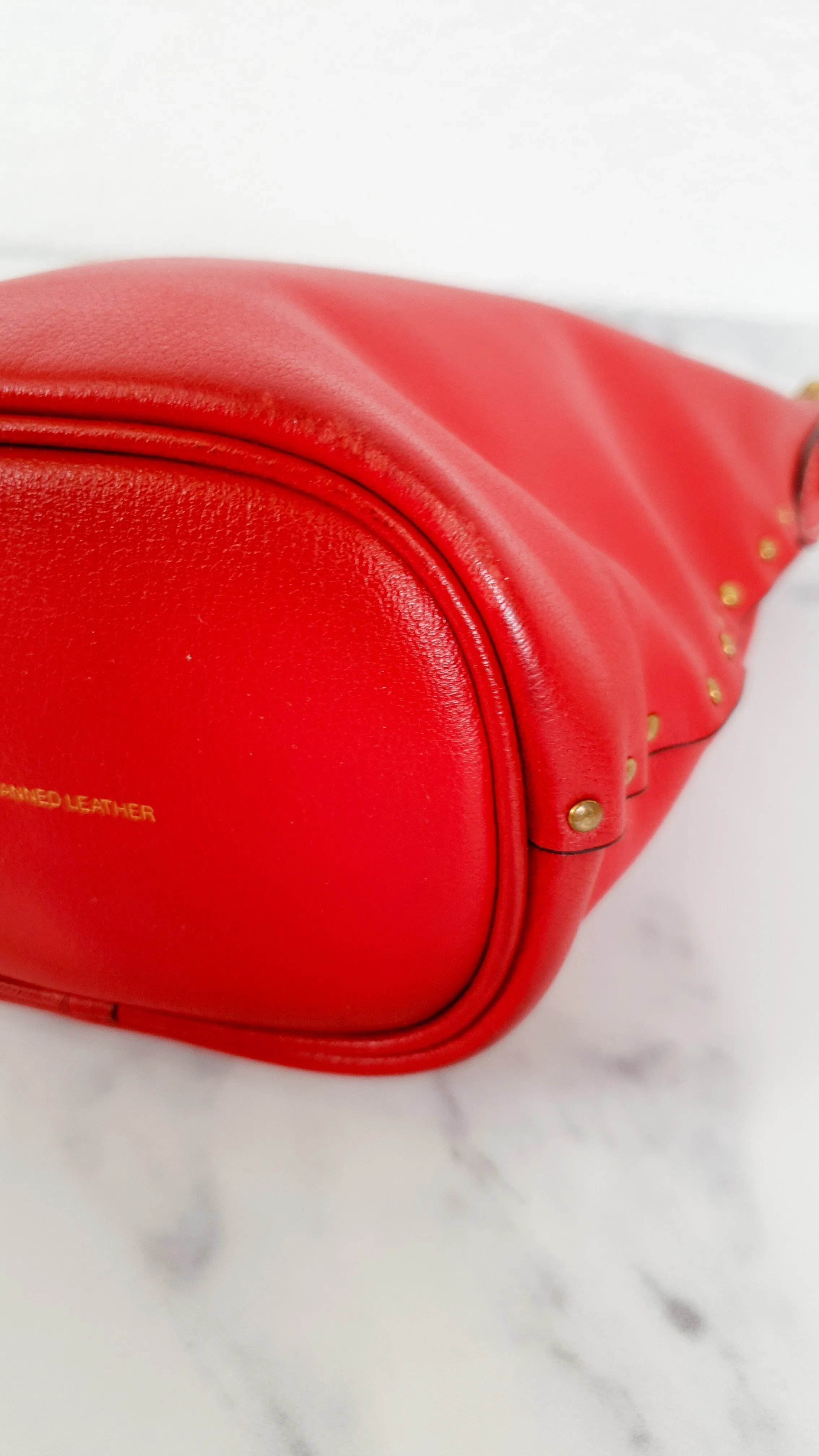 Coach 1941 Mini Duffle 12 Bag in Red smooth Glovetanned Leather with Zip Top & Border Rivets- Crossbody bag - Coach 32880