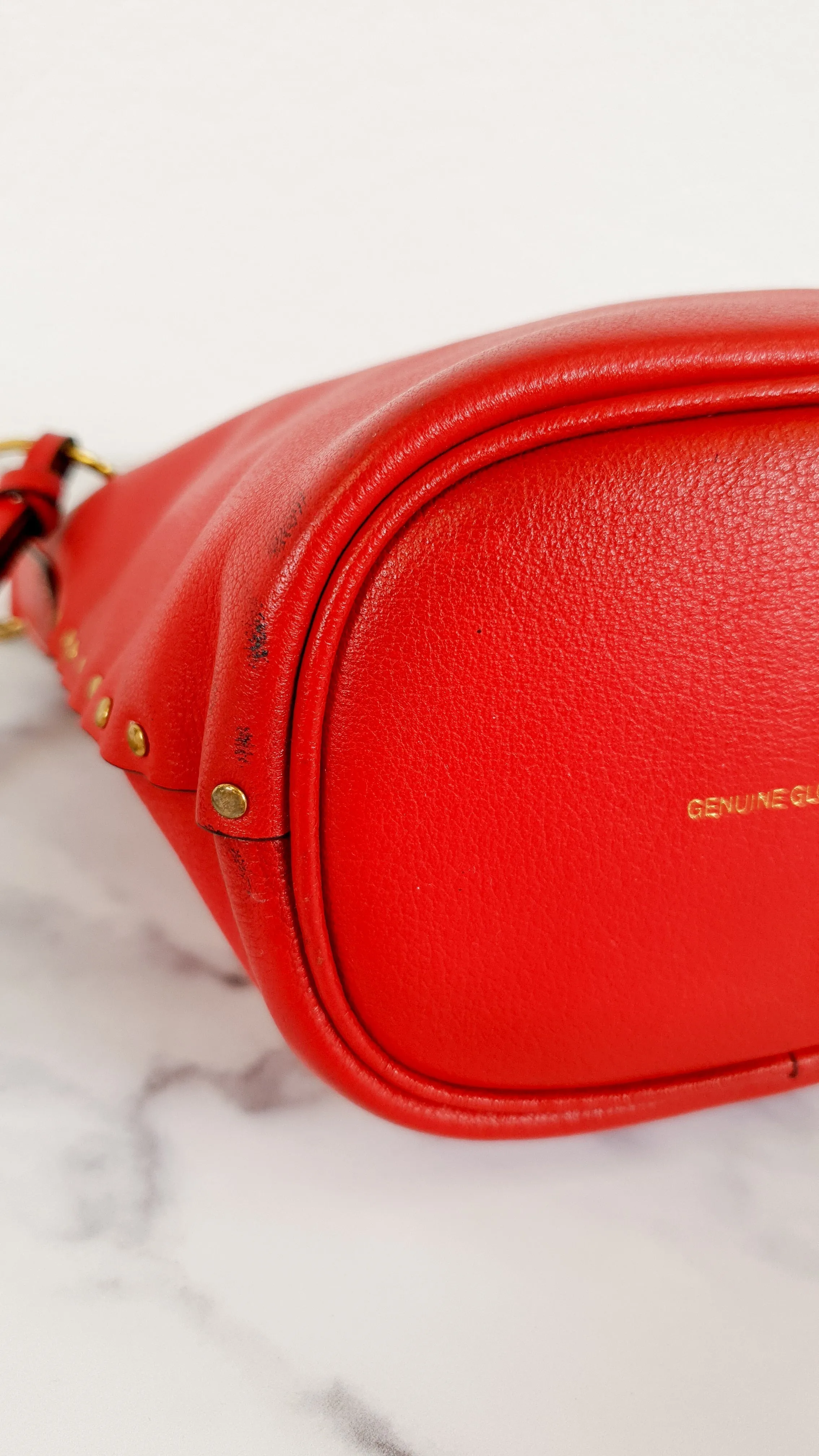 Coach 1941 Mini Duffle 12 Bag in Red smooth Glovetanned Leather with Zip Top & Border Rivets- Crossbody bag - Coach 32880