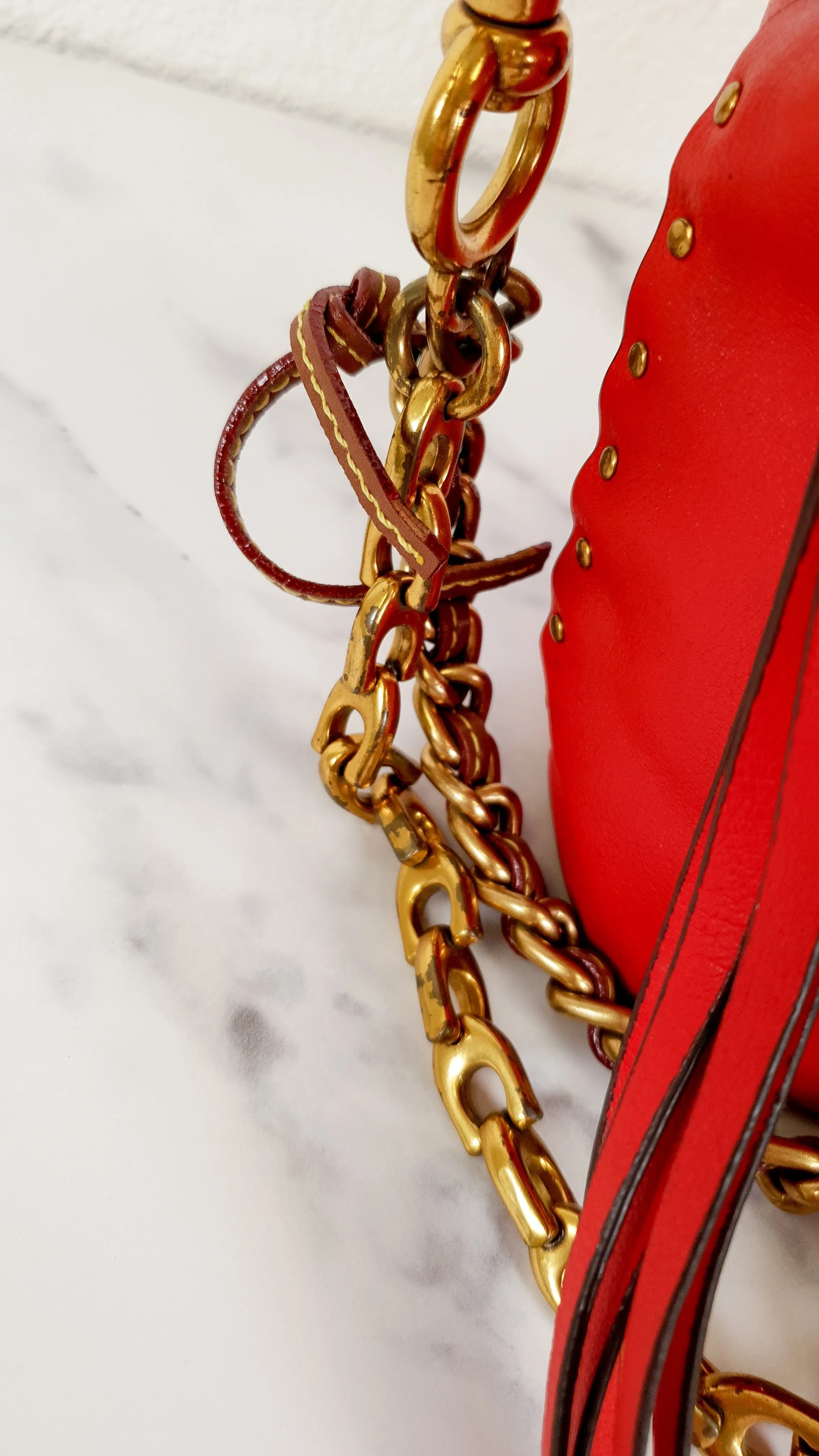 Coach 1941 Mini Duffle 12 Bag in Red smooth Glovetanned Leather with Zip Top & Border Rivets- Crossbody bag - Coach 32880