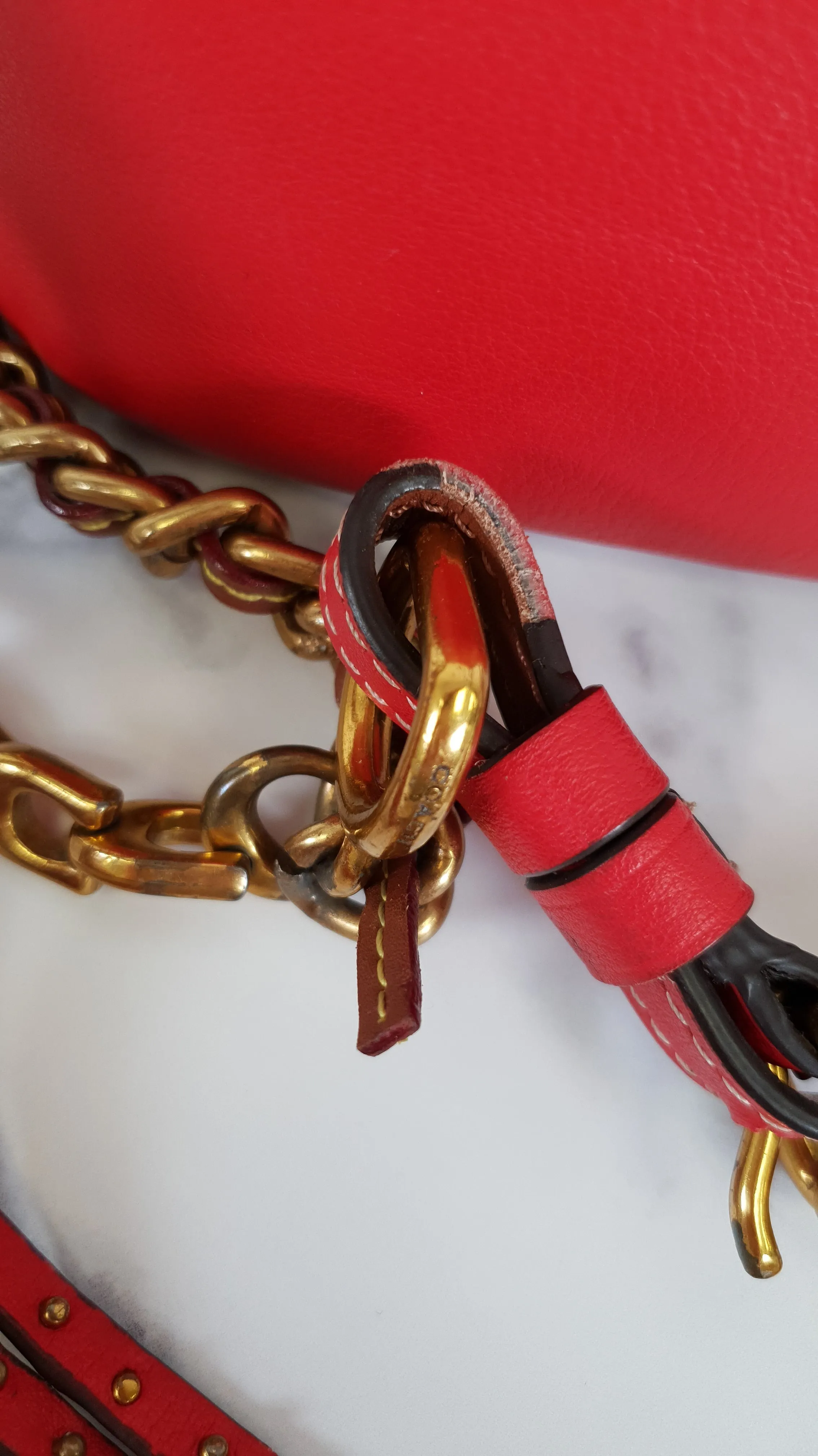 Coach 1941 Mini Duffle 12 Bag in Red smooth Glovetanned Leather with Zip Top & Border Rivets- Crossbody bag - Coach 32880