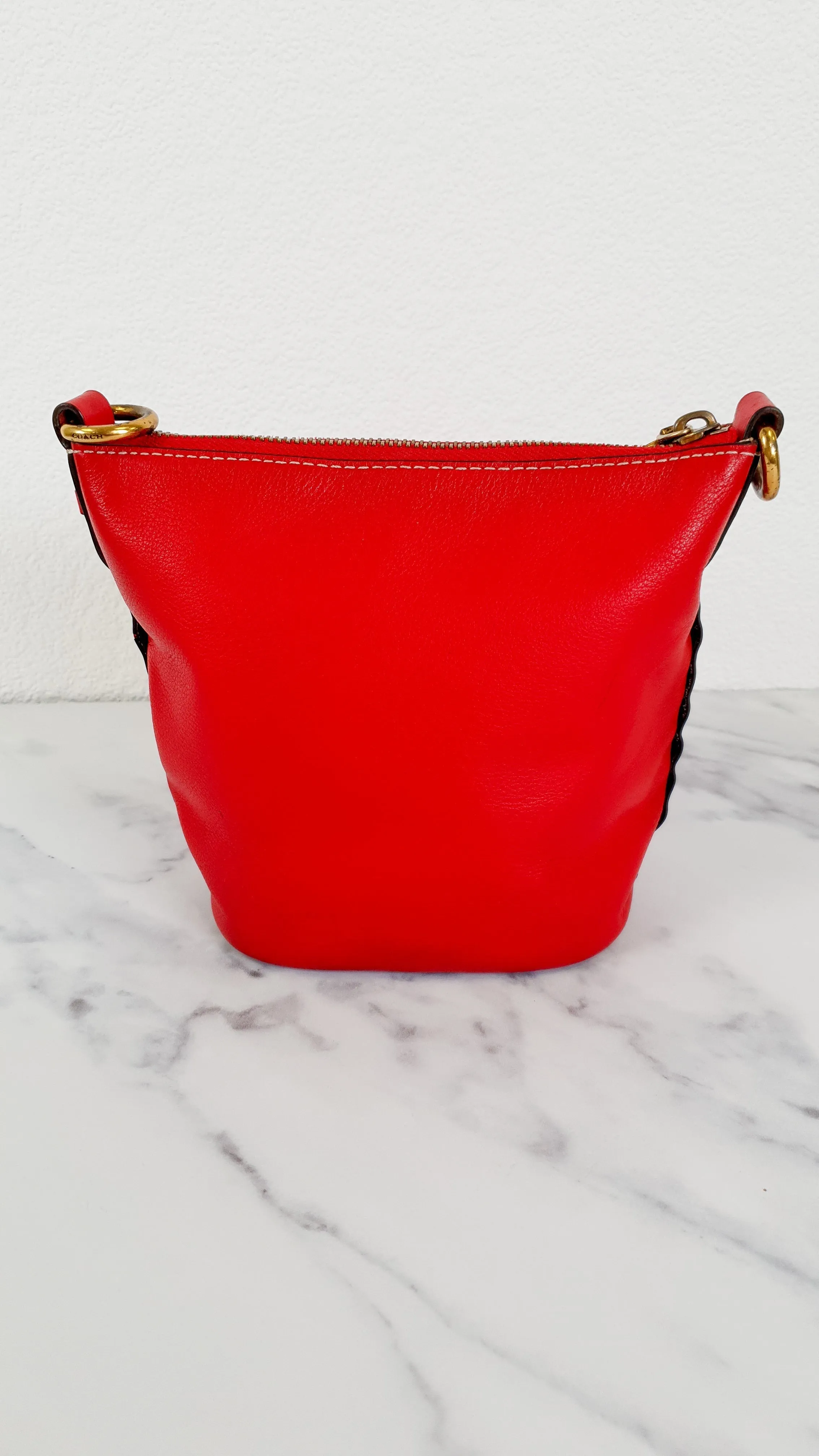 Coach 1941 Mini Duffle 12 Bag in Red smooth Glovetanned Leather with Zip Top & Border Rivets- Crossbody bag - Coach 32880