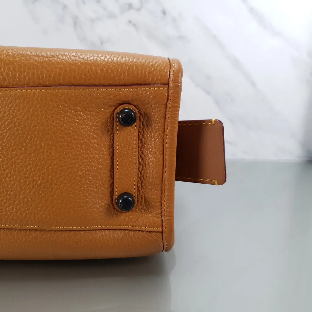 Coach 1941 Rogue 31 in Light Saddle Brown Pebbled Leather & Burgundy Suede Lining - SAMPLE BAG