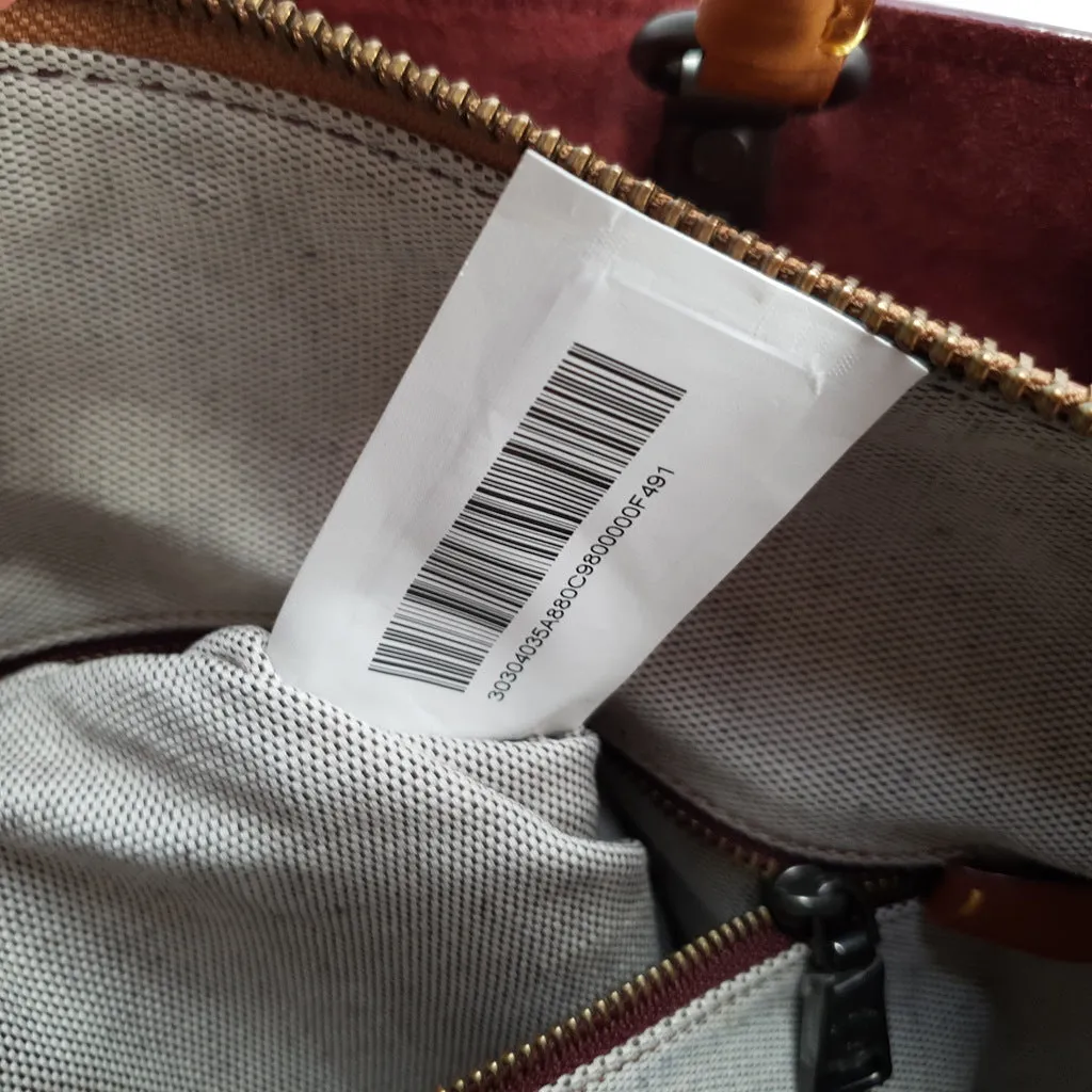 Coach 1941 Rogue 31 in Light Saddle Brown Pebbled Leather & Burgundy Suede Lining - SAMPLE BAG