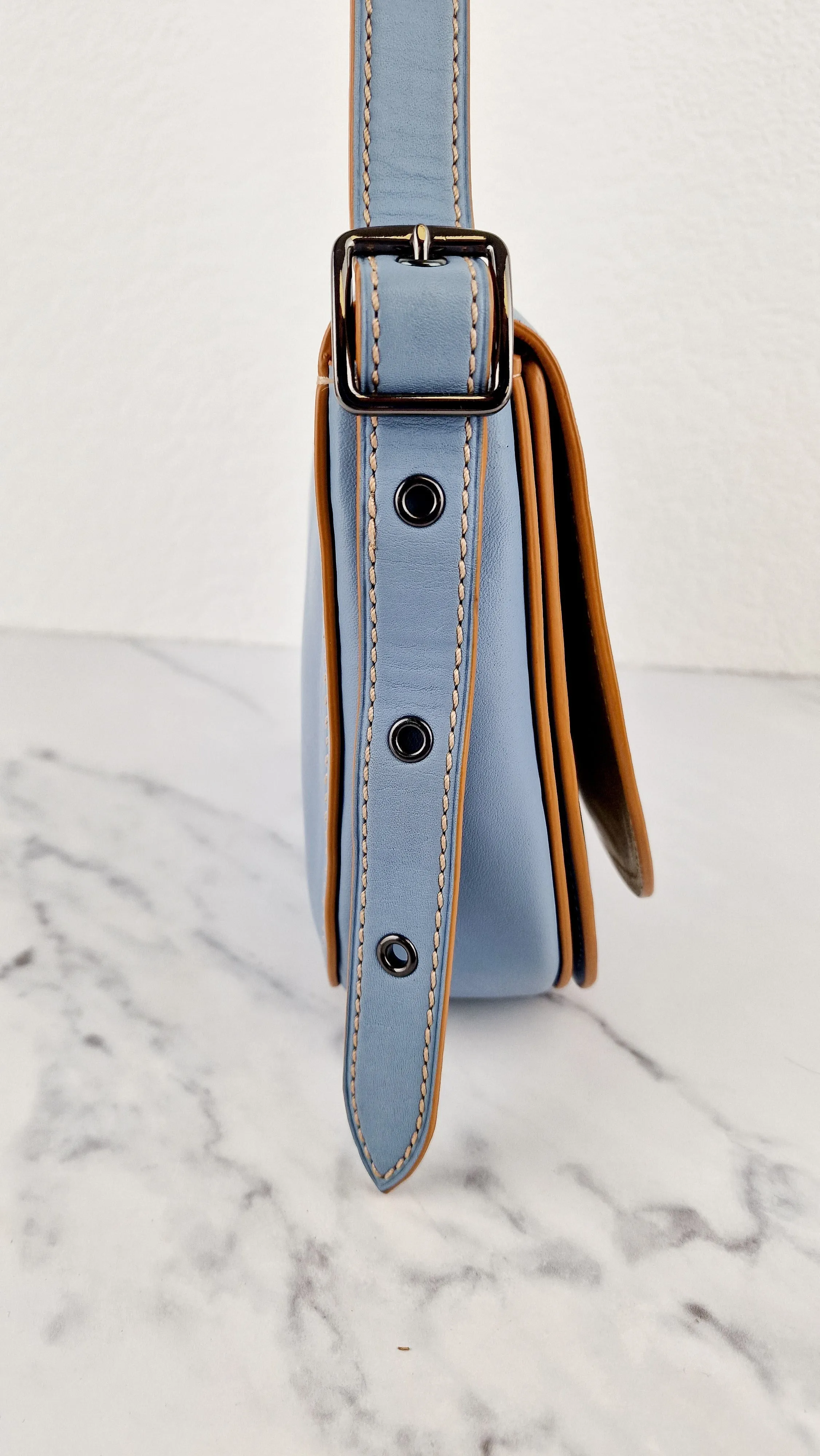 Coach 1941 Saddle 23 Bag in Cornflower Blue Smooth Leather - 75th Anniversary Limited Edition - Coach 37875
