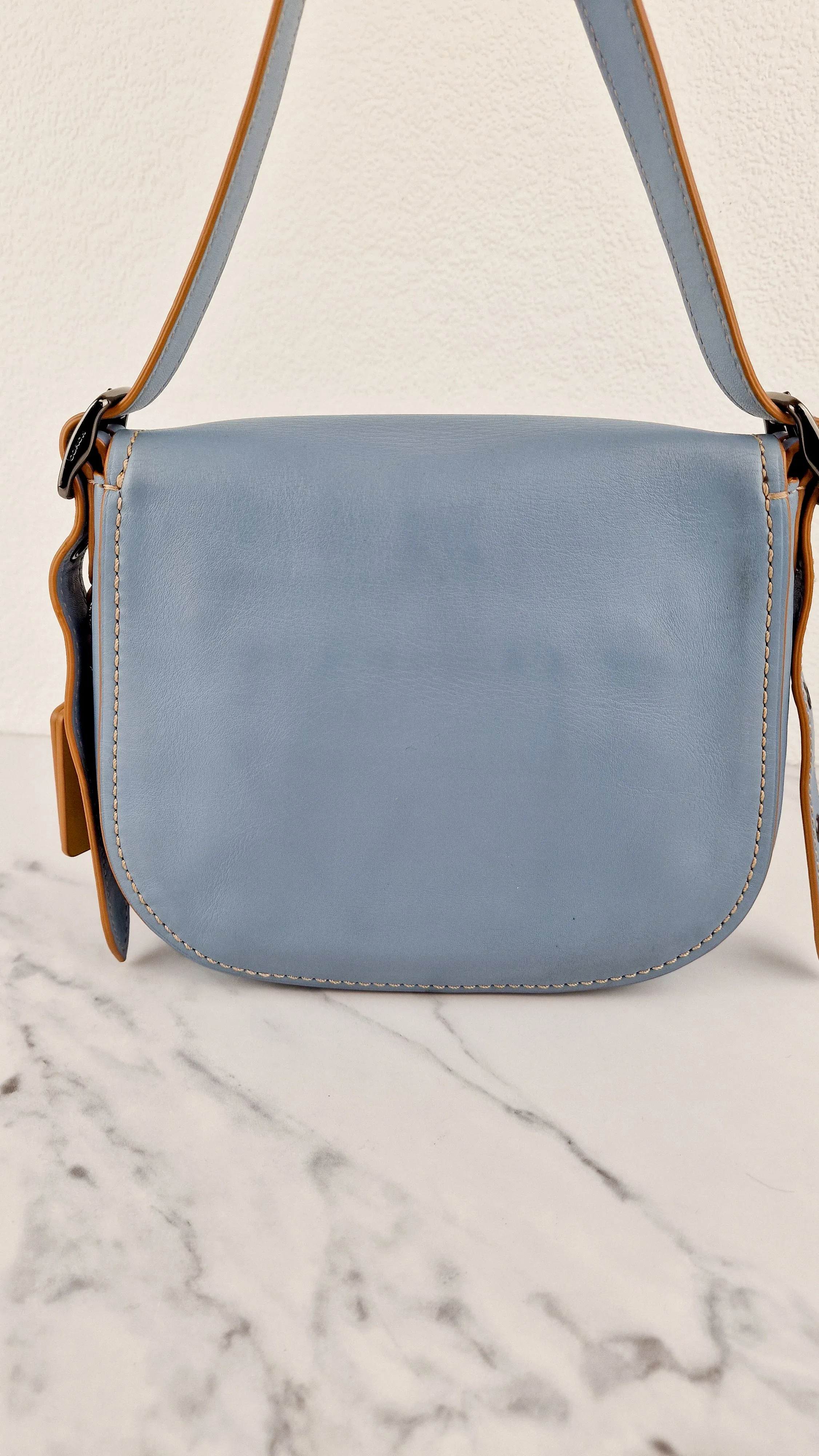 Coach 1941 Saddle 23 Bag in Cornflower Blue Smooth Leather - 75th Anniversary Limited Edition - Coach 37875