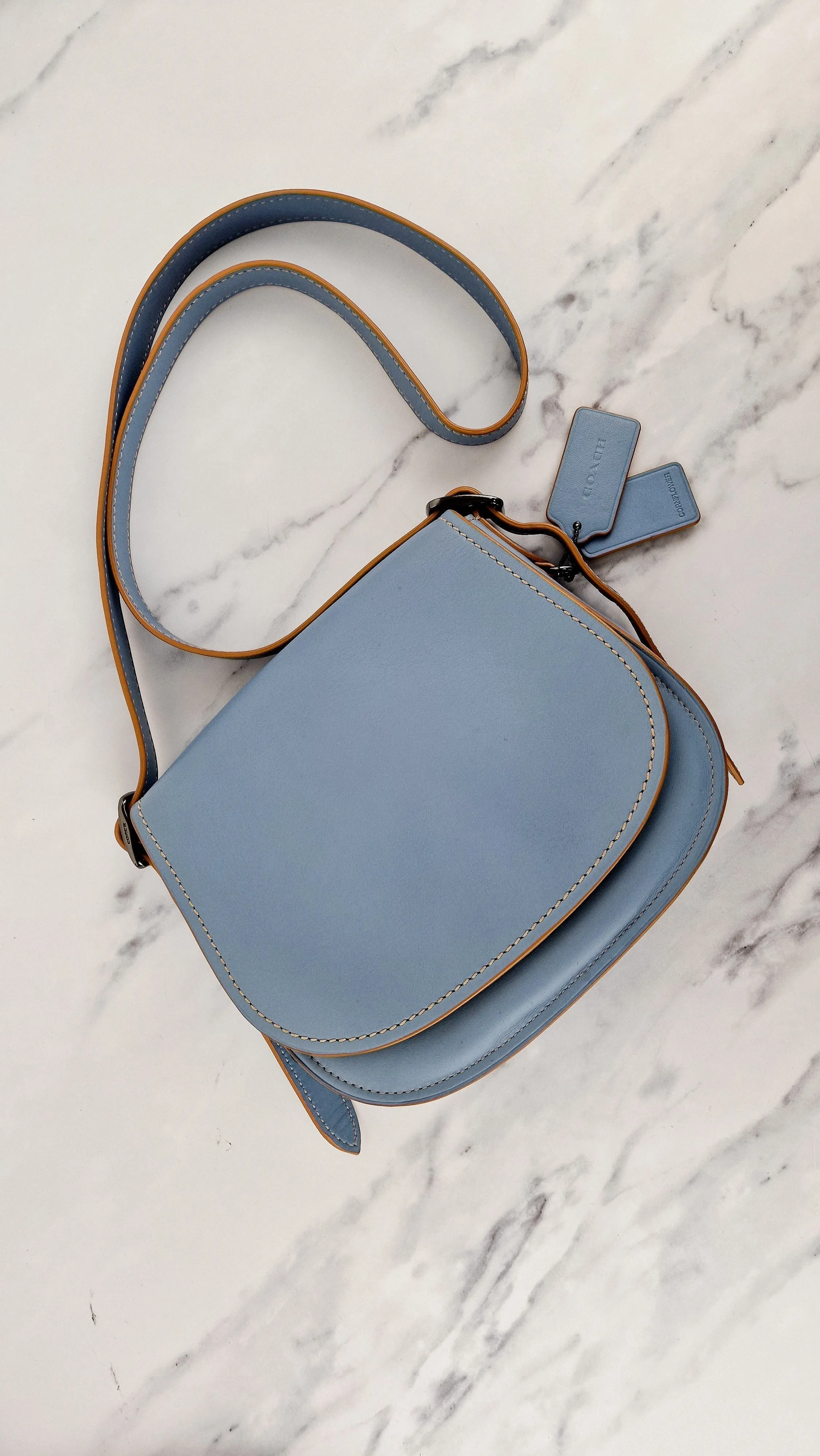 Coach 1941 Saddle 23 Bag in Cornflower Blue Smooth Leather - 75th Anniversary Limited Edition - Coach 37875
