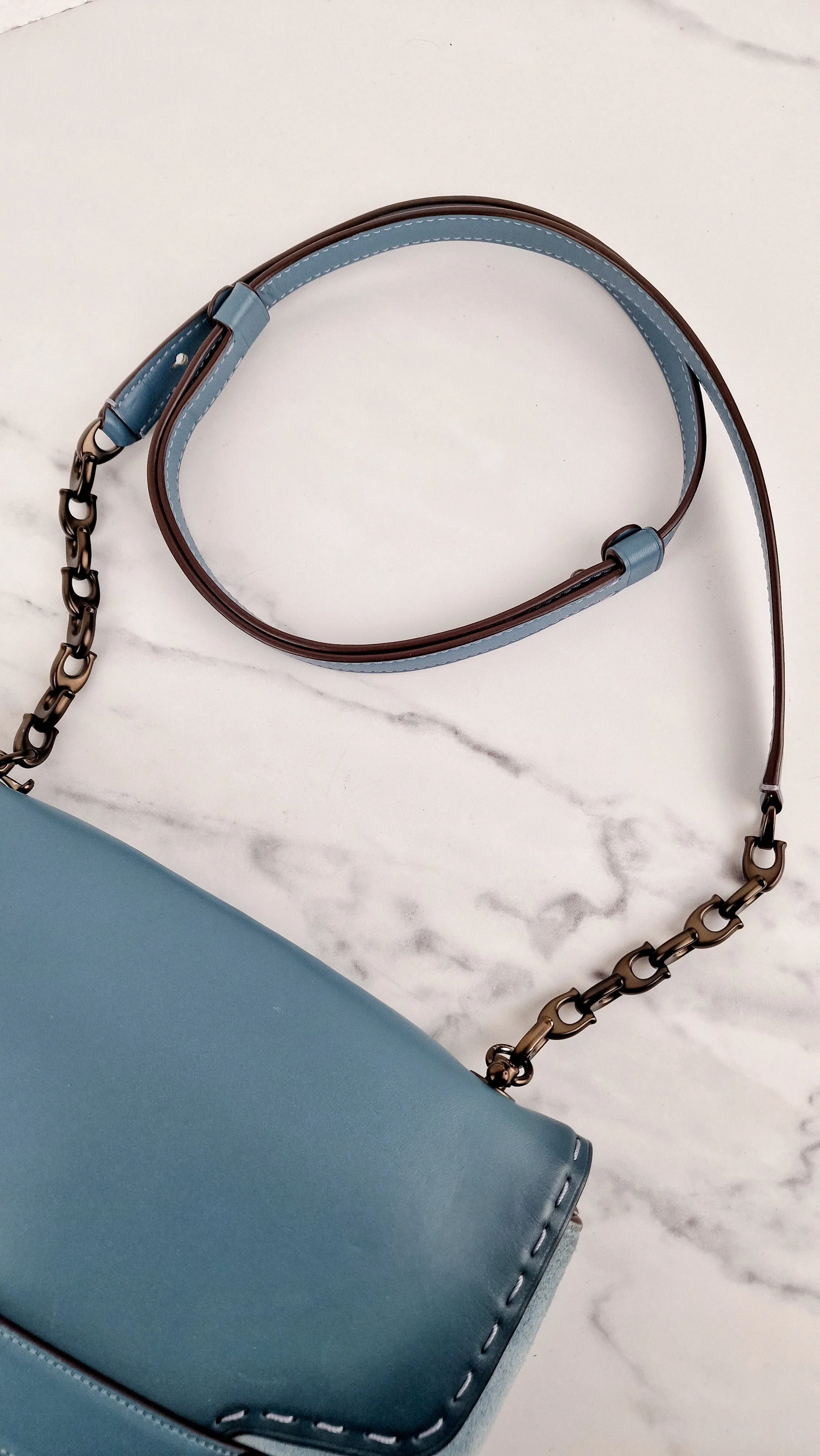 Coach 1941 Swagger Crossbody Chambray Blue Suede & Smooth Leather - Clutch Shoulder Bag Coach 25833