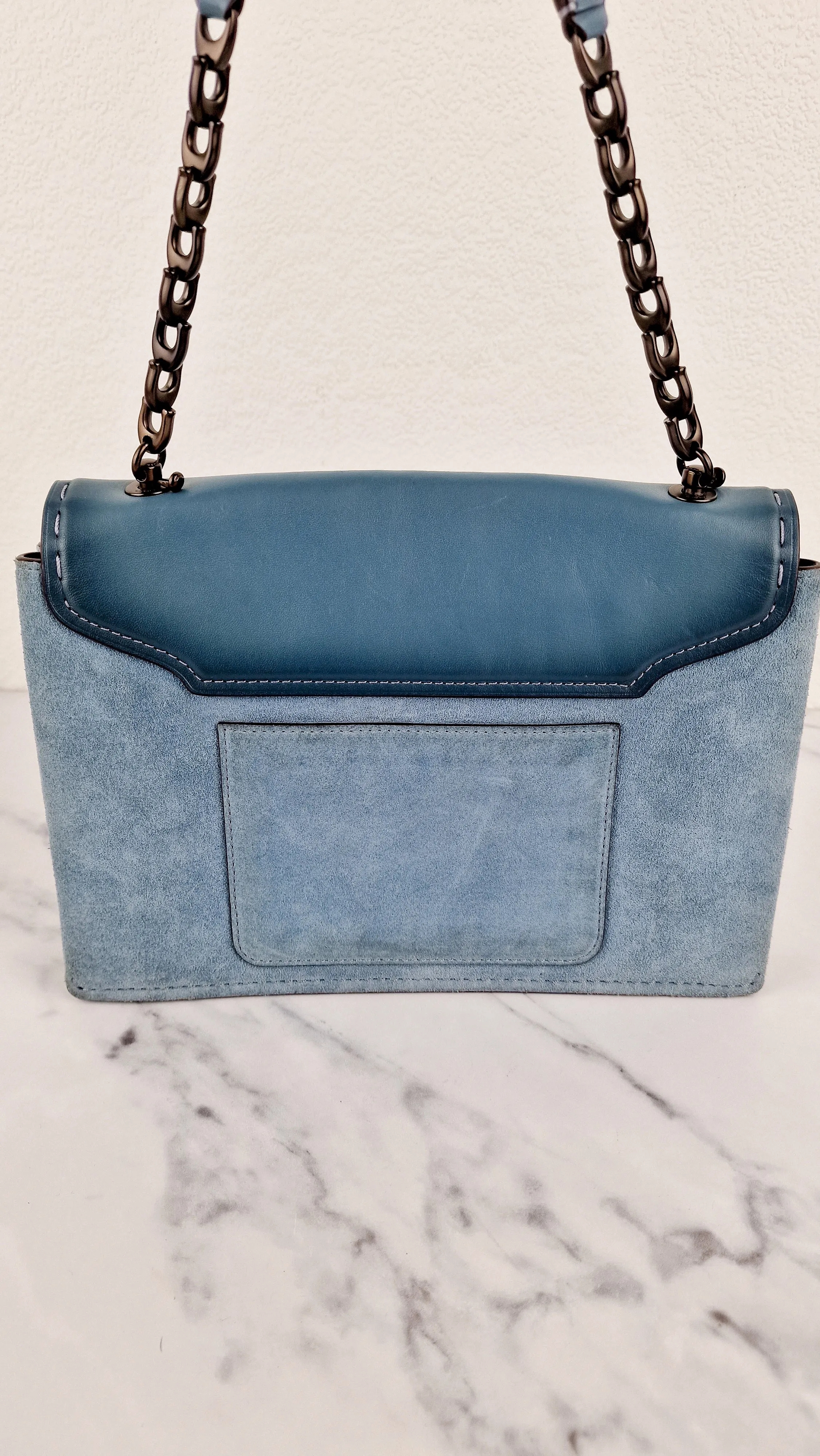 Coach 1941 Swagger Crossbody Chambray Blue Suede & Smooth Leather - Clutch Shoulder Bag Coach 25833