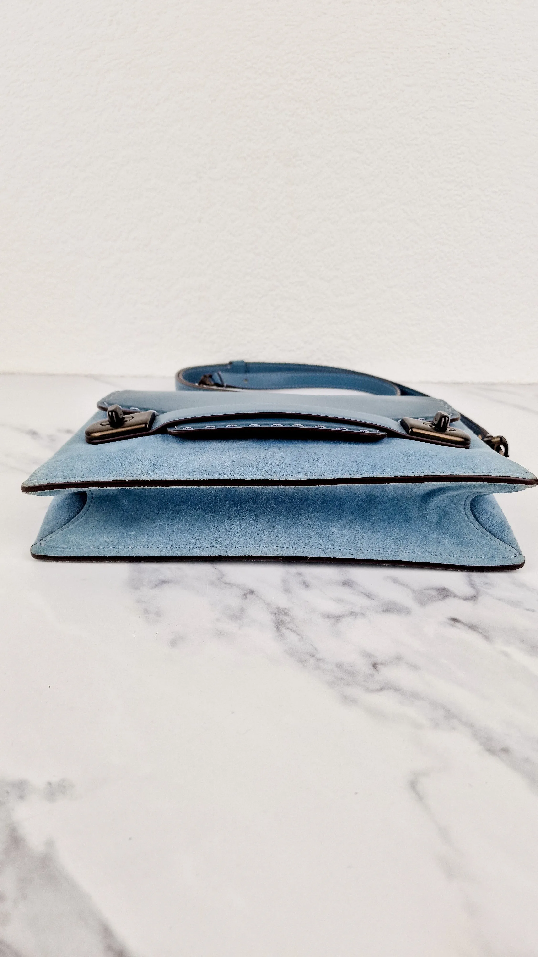 Coach 1941 Swagger Crossbody Chambray Blue Suede & Smooth Leather - Clutch Shoulder Bag Coach 25833