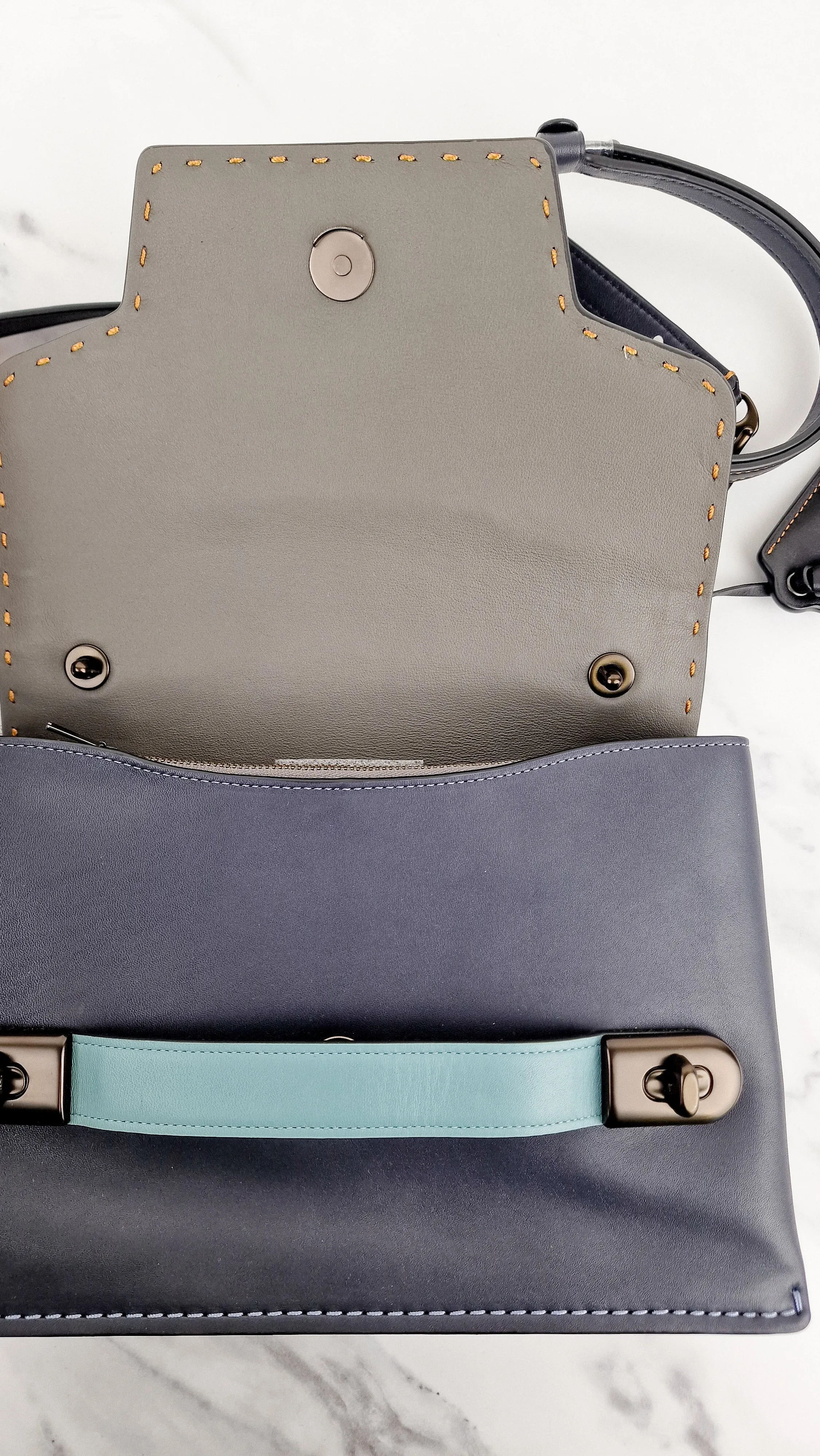 Coach 1941 Swagger Crossbody in Dark Blue Colorblock Smooth Leather Coach 25833