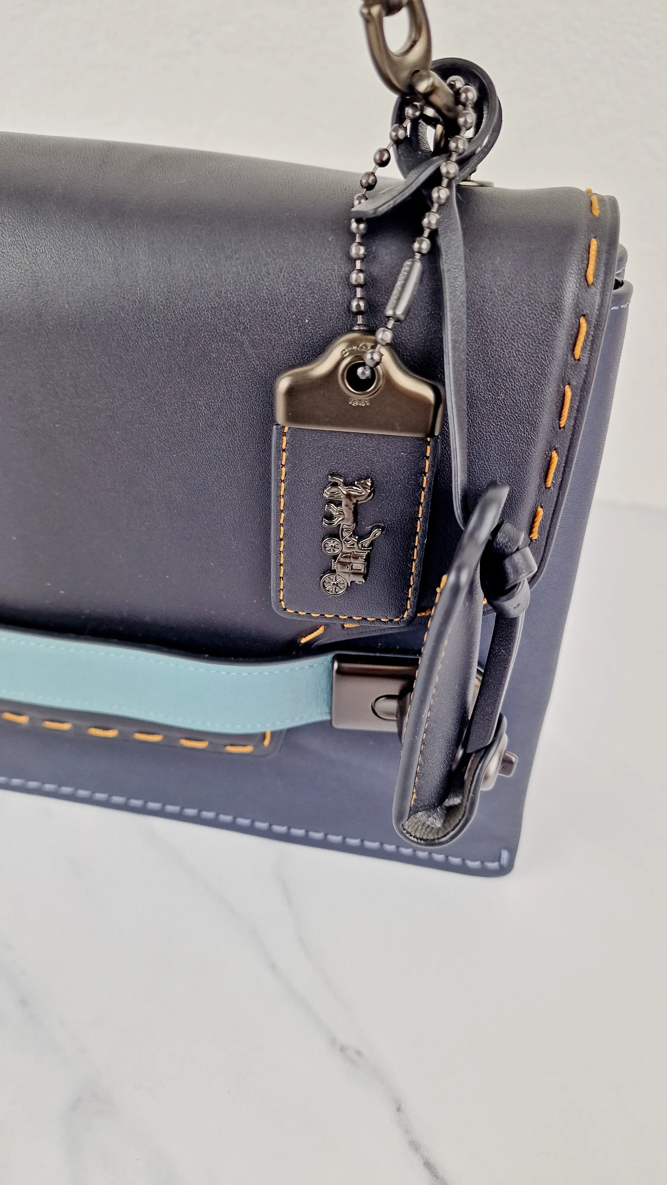 Coach 1941 Swagger Crossbody in Dark Blue Colorblock Smooth Leather Coach 25833
