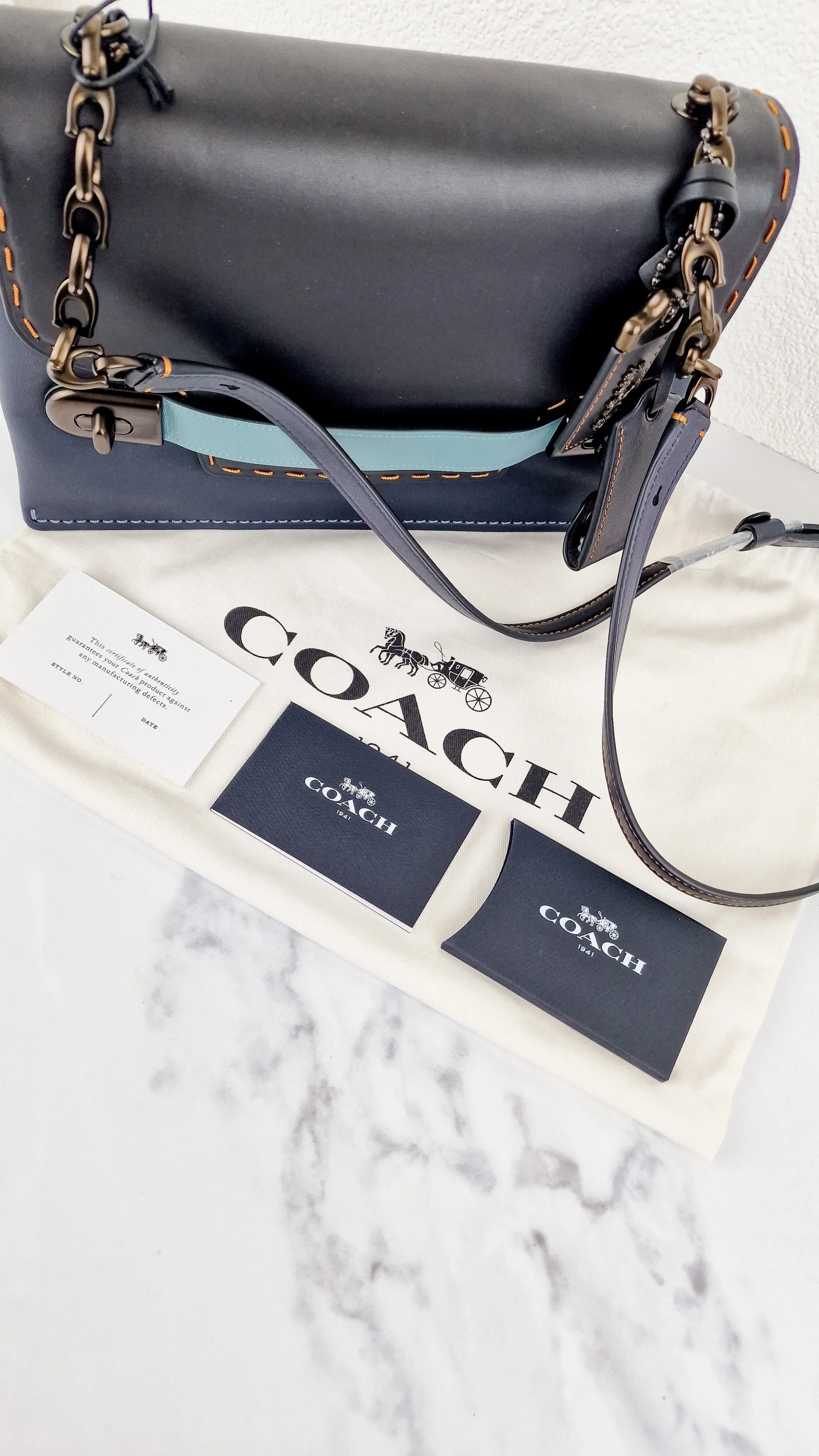 Coach 1941 Swagger Crossbody in Dark Blue Colorblock Smooth Leather Coach 25833