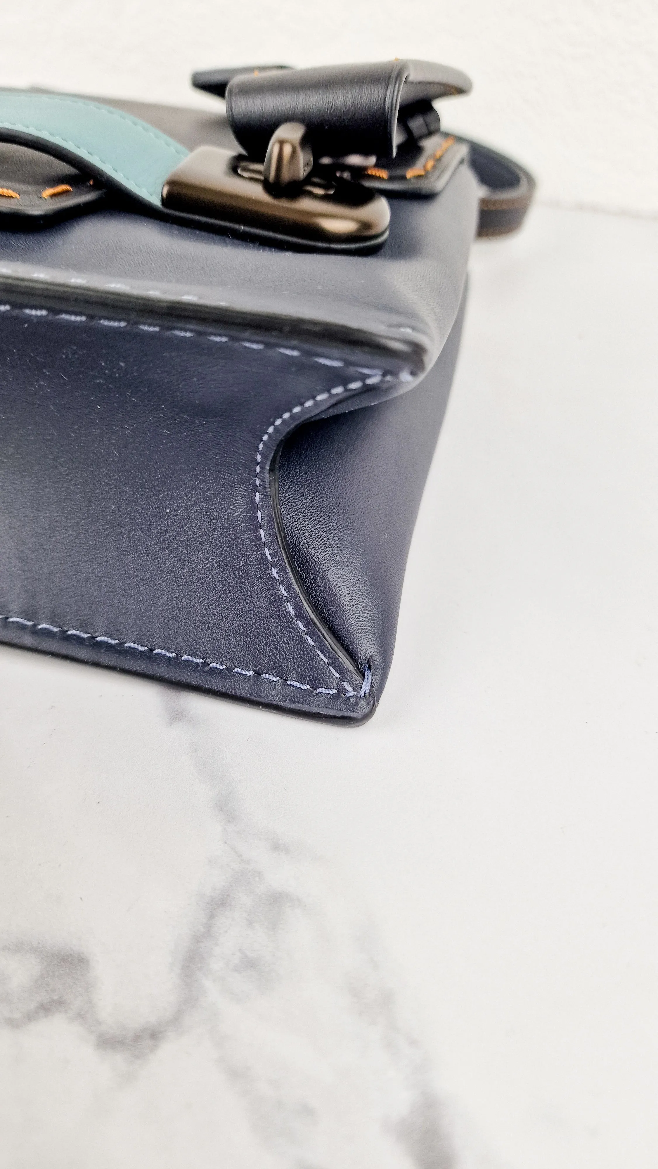 Coach 1941 Swagger Crossbody in Dark Blue Colorblock Smooth Leather Coach 25833