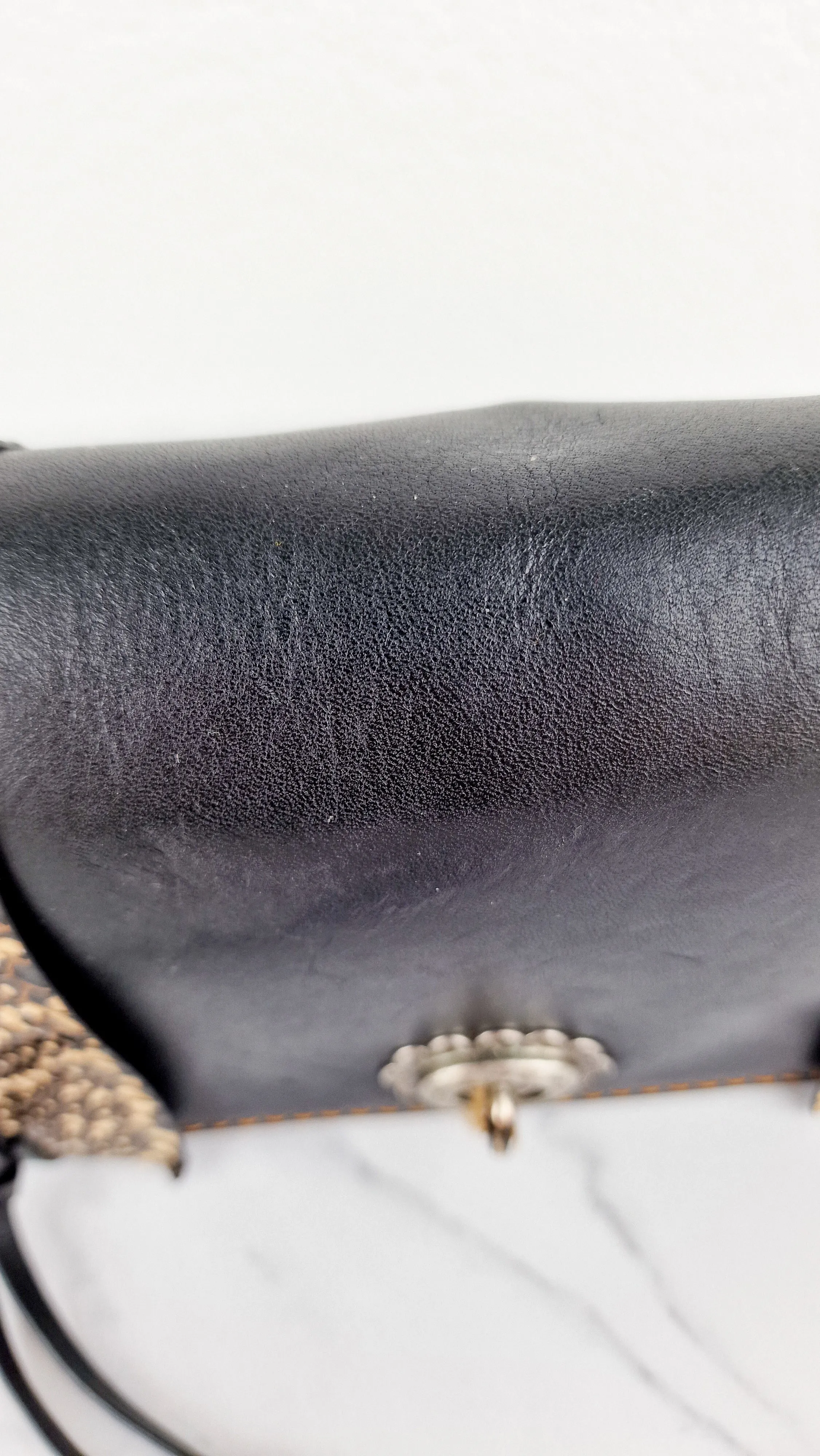 Coach Dinky Whipstitch Snakeskin Bag - 1941 Crossbody Bag Black Smooth Leather With White Snakeskin Panels - Coach 86921