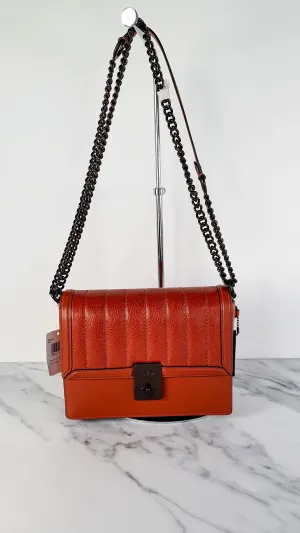 Coach Hutton Crossbody Shoulder Bag in Clay Brown - Cognac Leather Quilted Flap Bag - Coach 89066