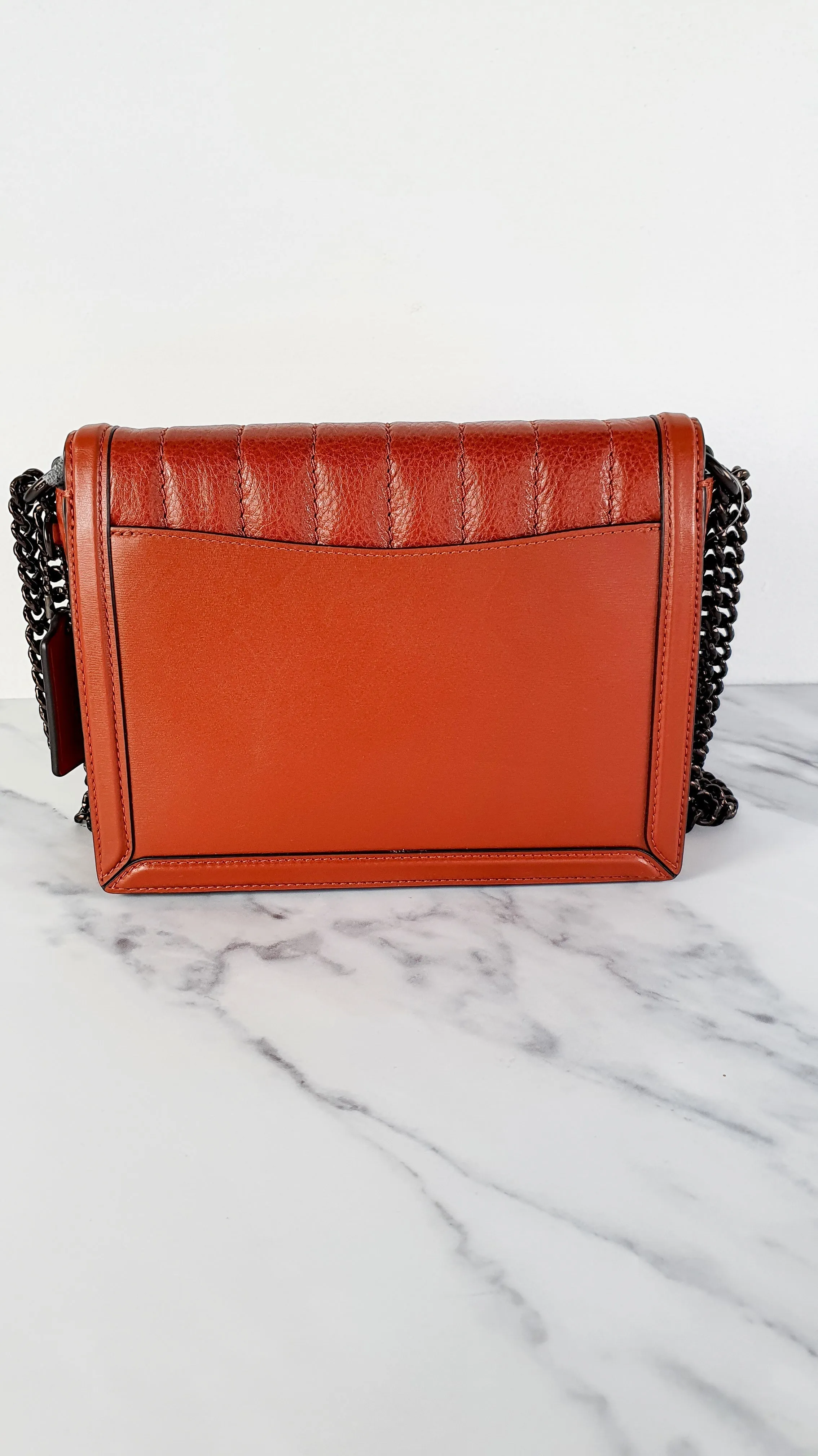 Coach Hutton Crossbody Shoulder Bag in Clay Brown - Cognac Leather Quilted Flap Bag - Coach 89066