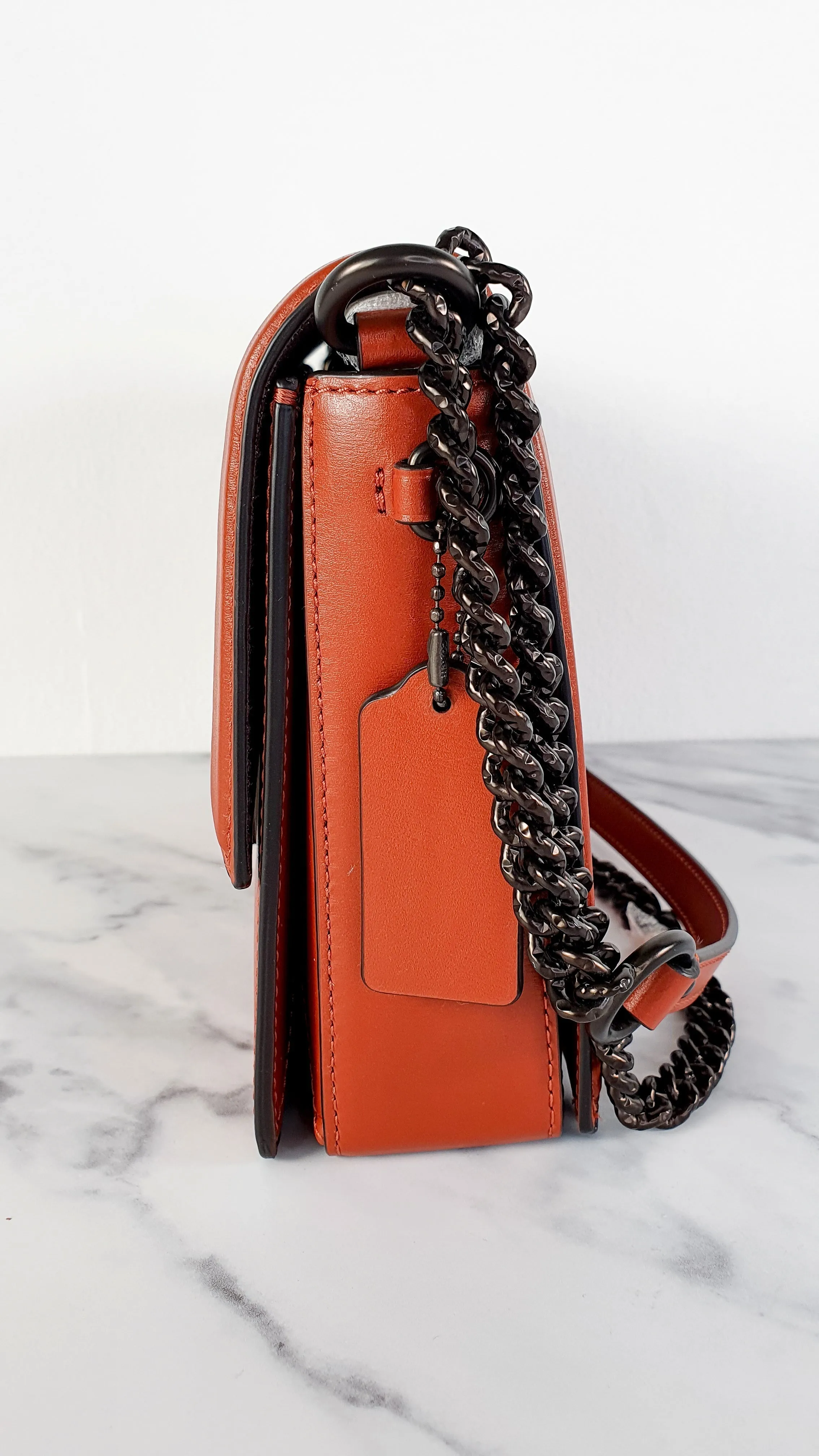 Coach Hutton Crossbody Shoulder Bag in Clay Brown - Cognac Leather Quilted Flap Bag - Coach 89066