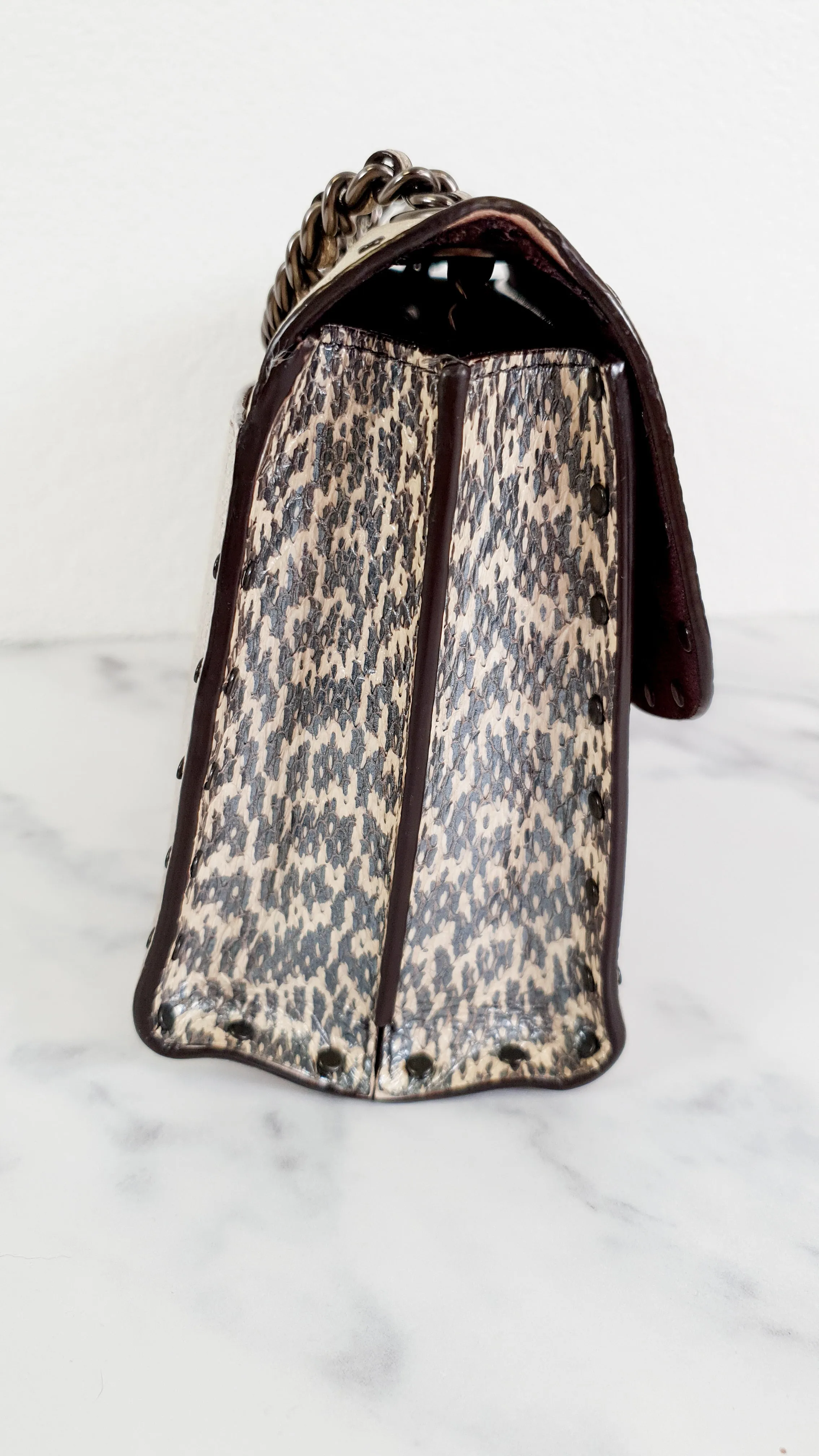 Coach Parker 18 in Signature Canvas With Tea Rose Turnlock, Border Rivets, Snakeskin Detail & Metallic Leather - Shoulder Bag Crossbody Bag Champagne Platinum Beige - Coach 39680