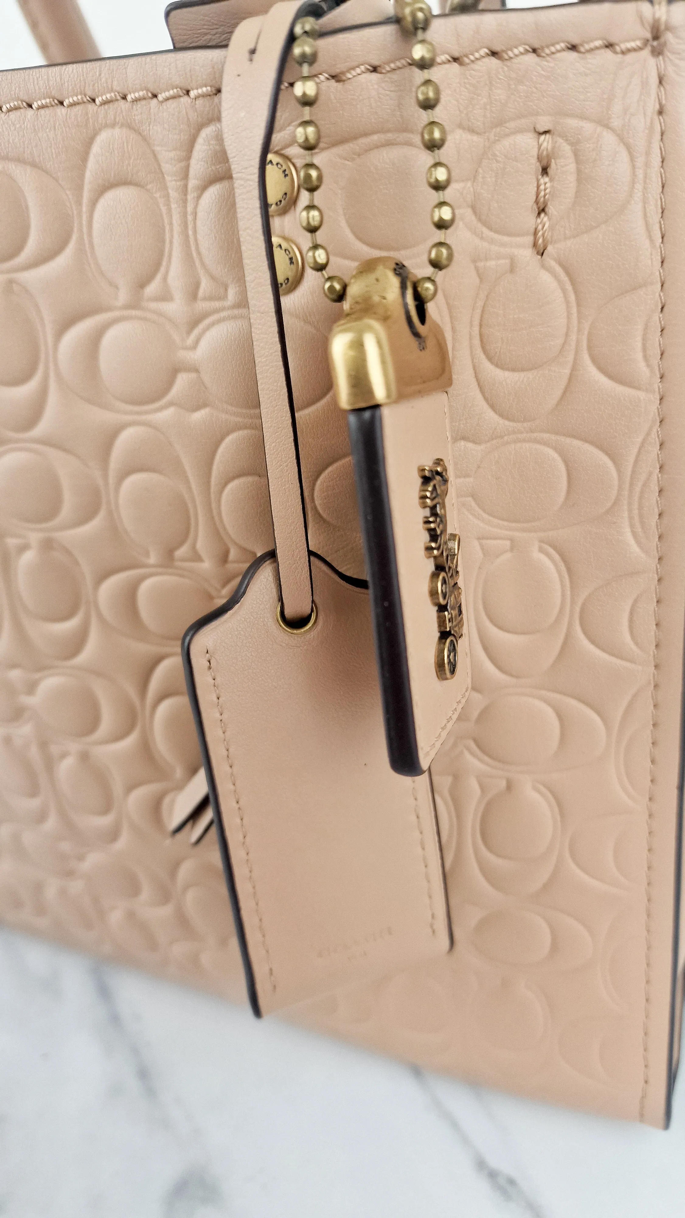Coach Rogue 25 in Beechwood Signature Embossed Smooth Leather with Burgundy Floral Bow Leather Lining - Coach 26839