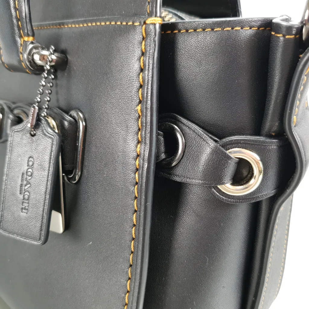 Coach Swagger 27 in Black Glovetanned Leather with Link Detail - SAMPLE BAG