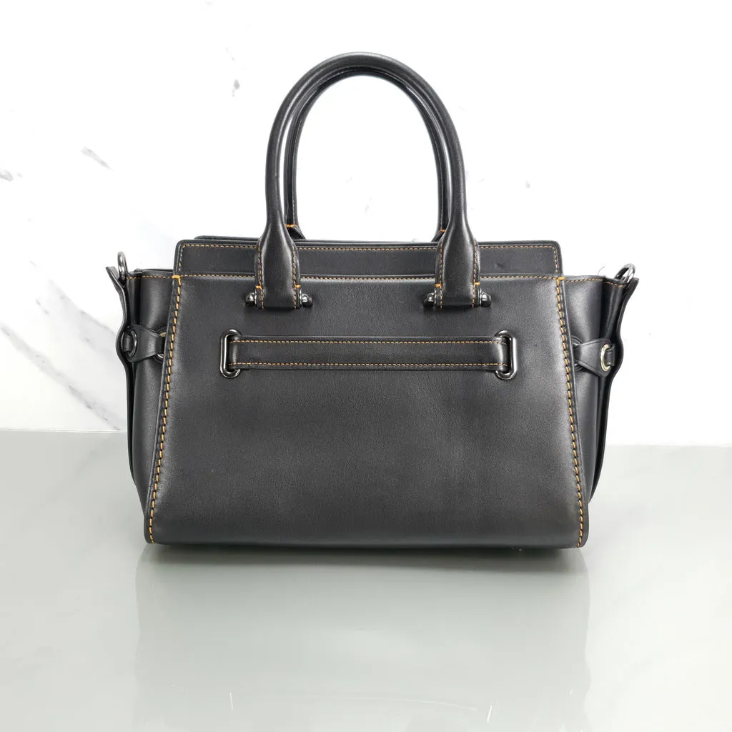Coach Swagger 27 in Black Glovetanned Leather with Link Detail - SAMPLE BAG