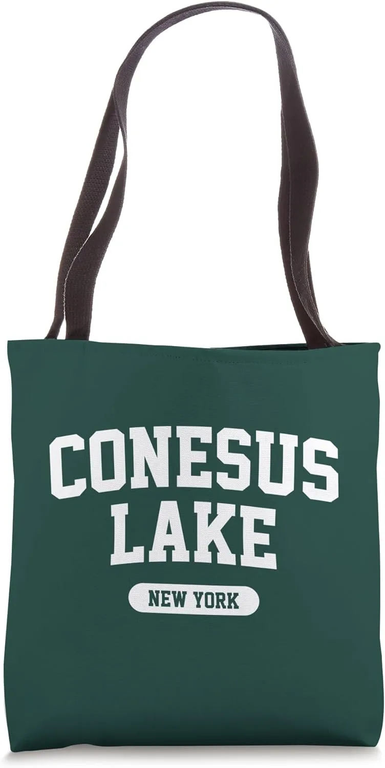 Conesus Lake New York Athletic Varsity NY Block Text Tote Bag