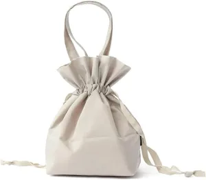Cosmetic Bag Outdoor Girls Cloth Handbag Makeup Bag Solid Color Female Canvas Bucket Bag(Khaki)