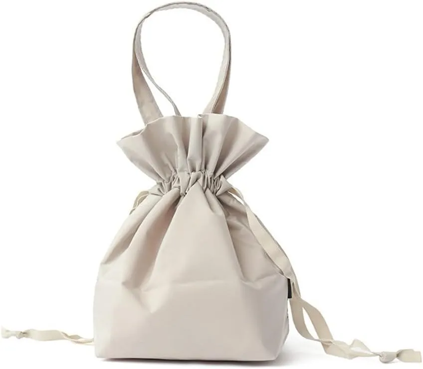 Cosmetic Bag Outdoor Girls Cloth Handbag Makeup Bag Solid Color Female Canvas Bucket Bag(Khaki)