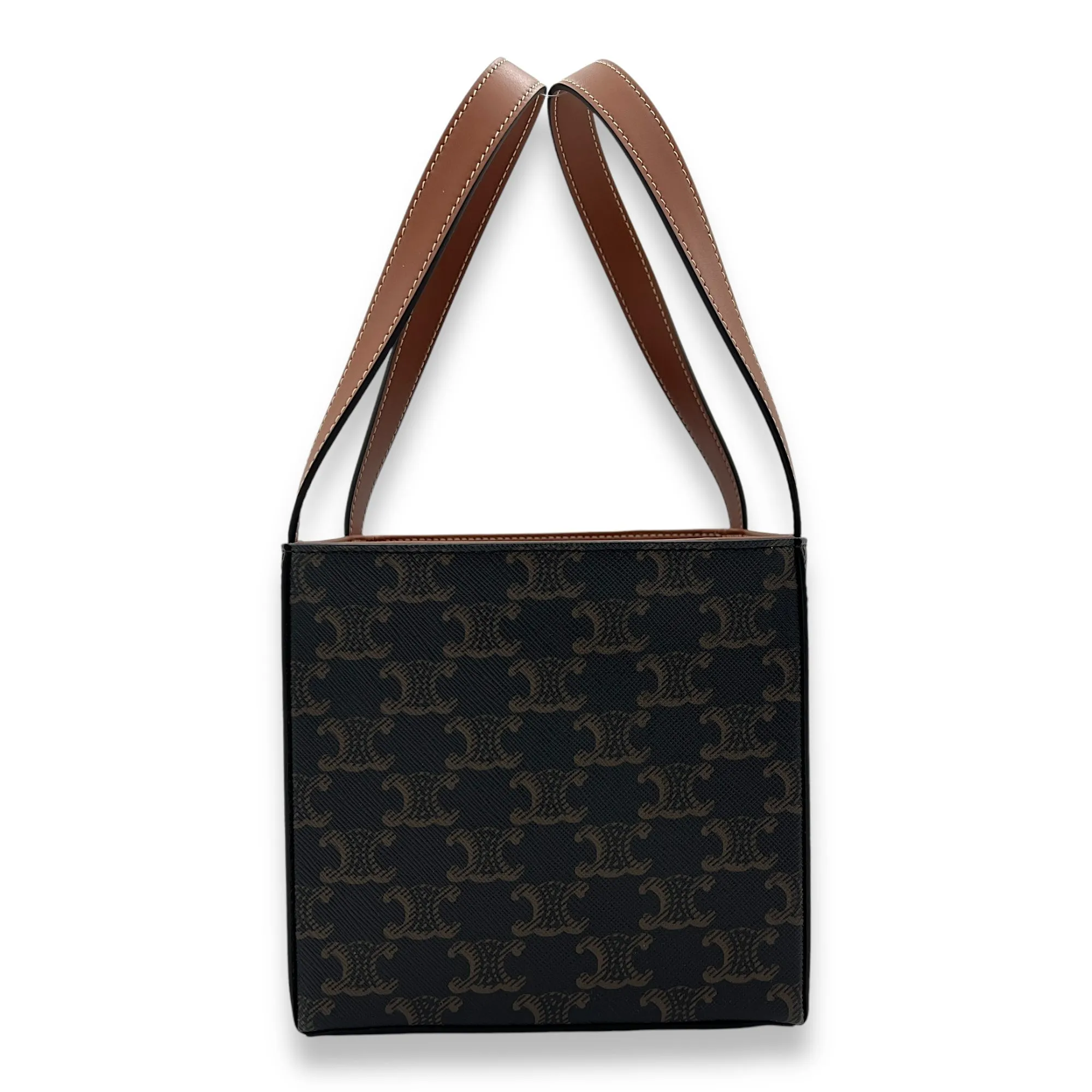 Cube Cuir Triomphe Top handle bag in Coated canvas, Gold Hardware