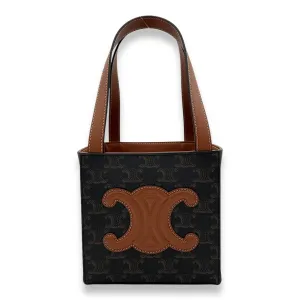 Cube Cuir Triomphe Top handle bag in Coated canvas, Gold Hardware