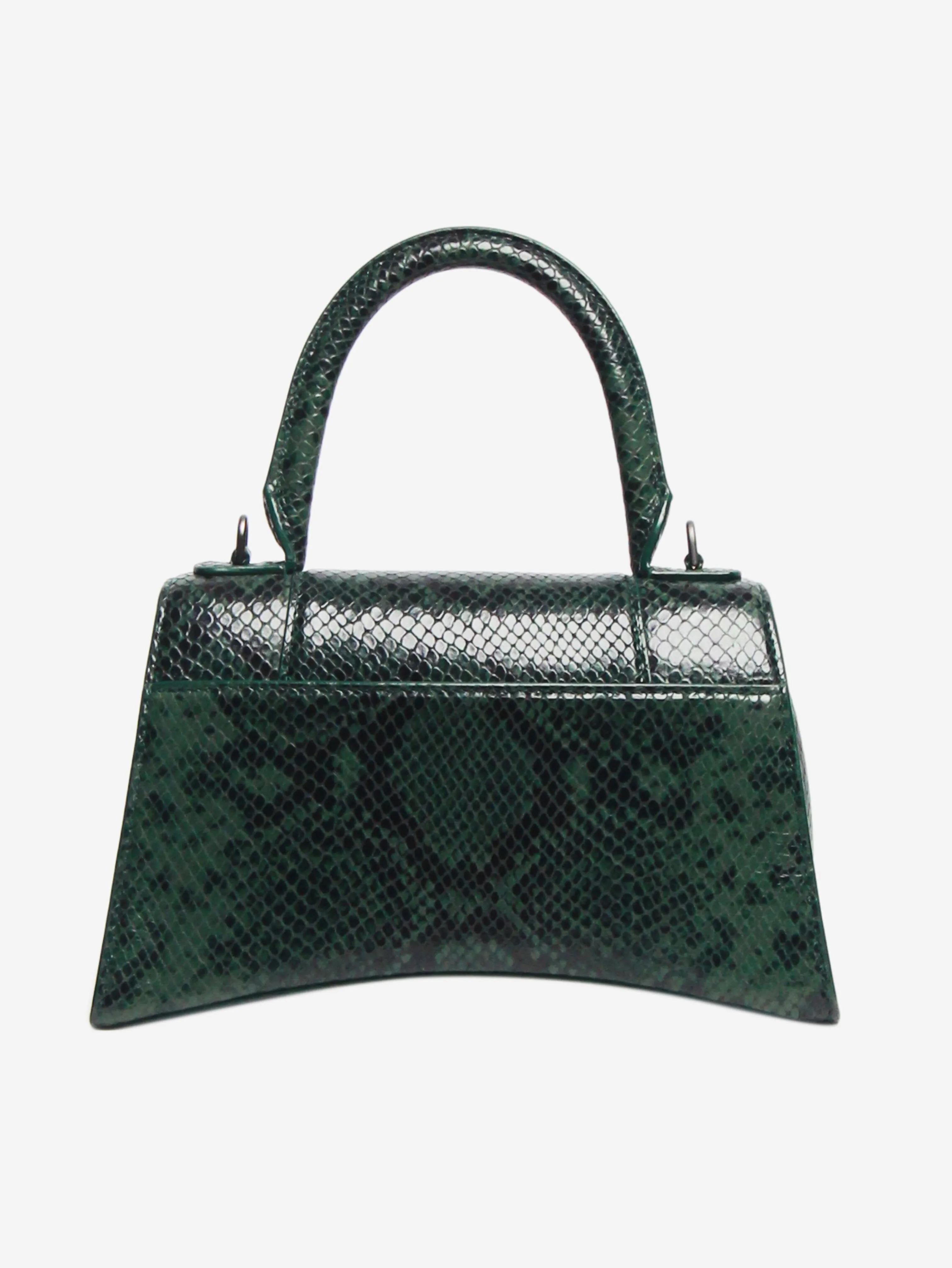 Dark green and black small Hourglass snakeskin bag