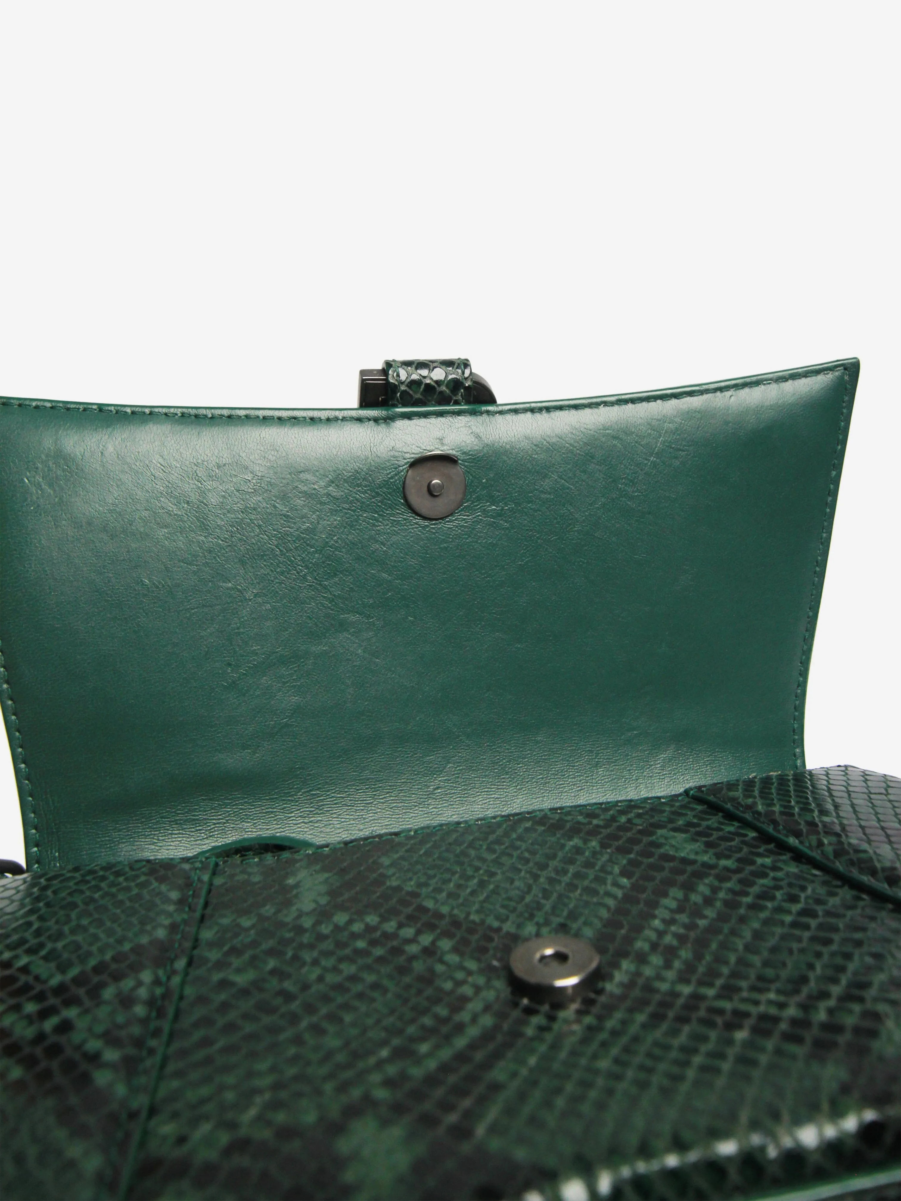 Dark green and black small Hourglass snakeskin bag