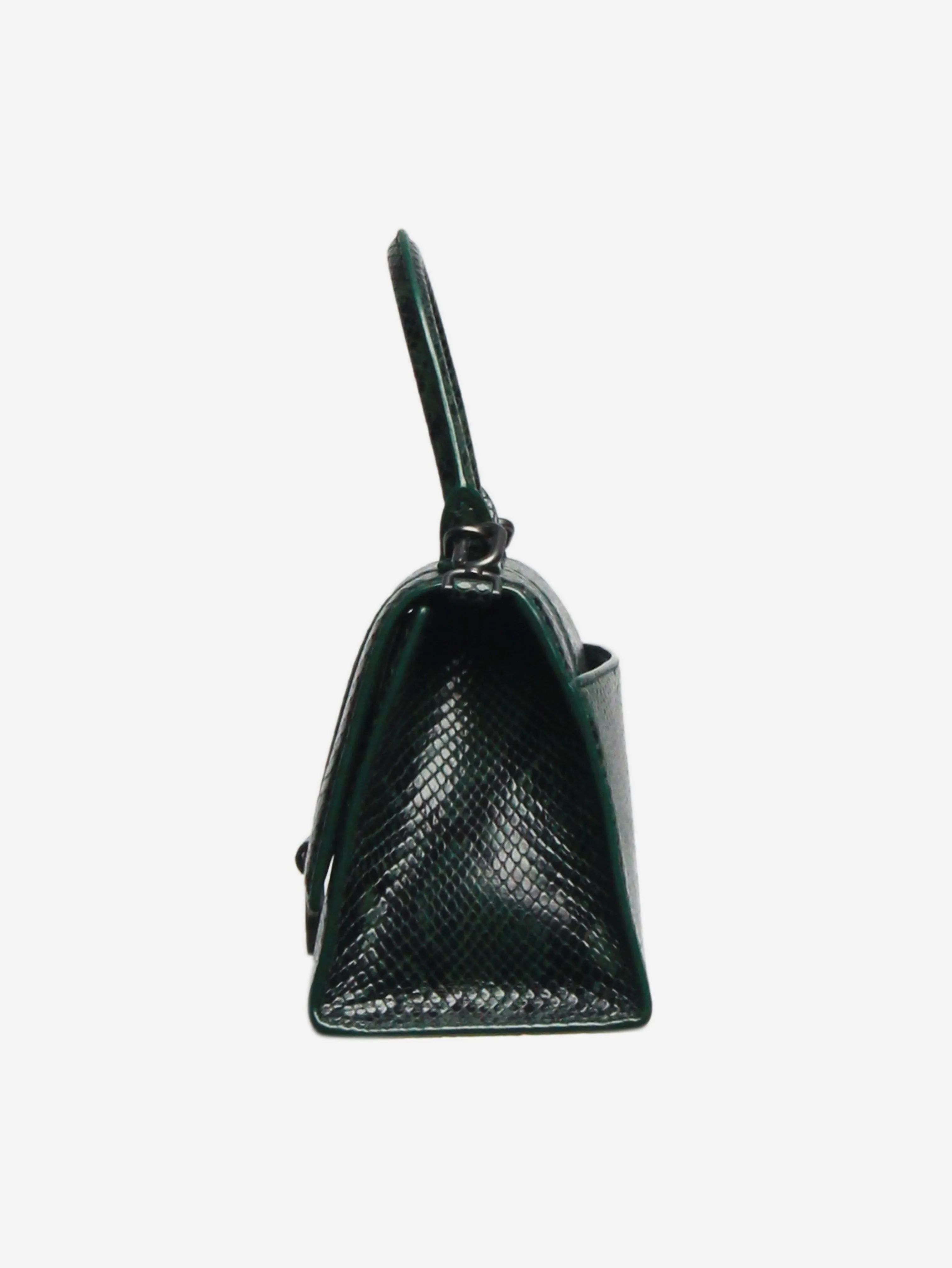 Dark green and black small Hourglass snakeskin bag
