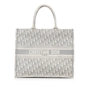Dior Book Tote Medium Grey Oblique Canvas