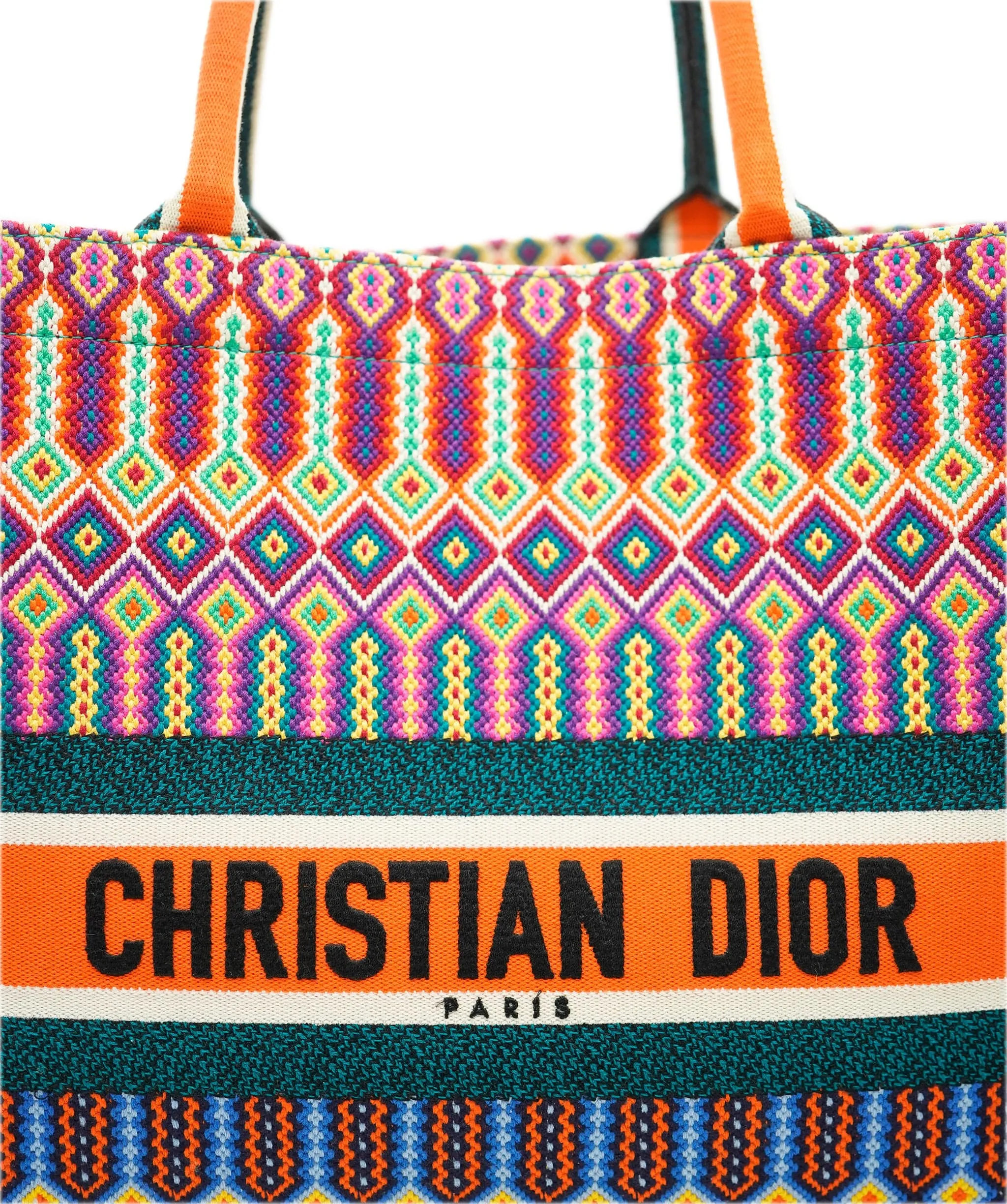 Dior orange mulitcoloured large book tote - AJC0785