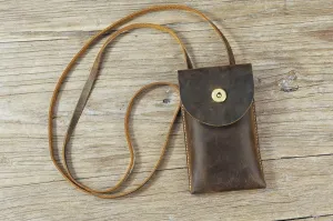 Distressed leather phone crossbody sling bag