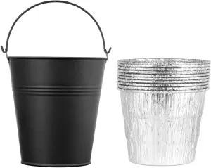 Drip Bucket and 10Pack Disposable Foil Liners for Traeger 20/22/34 Series, Pit Boss, Camp Chef, Oklahoma Joe's, Z Grill, BBQ Buckets for Grease Fit Most Pellets Smoke,Rec Tec Pellet