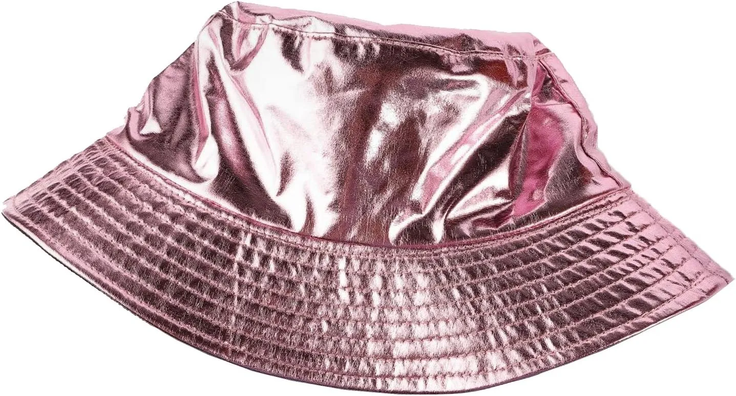 Eigso Unisex Fashionable Wild Camping Bucket Hat Sun Protection Flexible Fold Furry Metallic Finish
