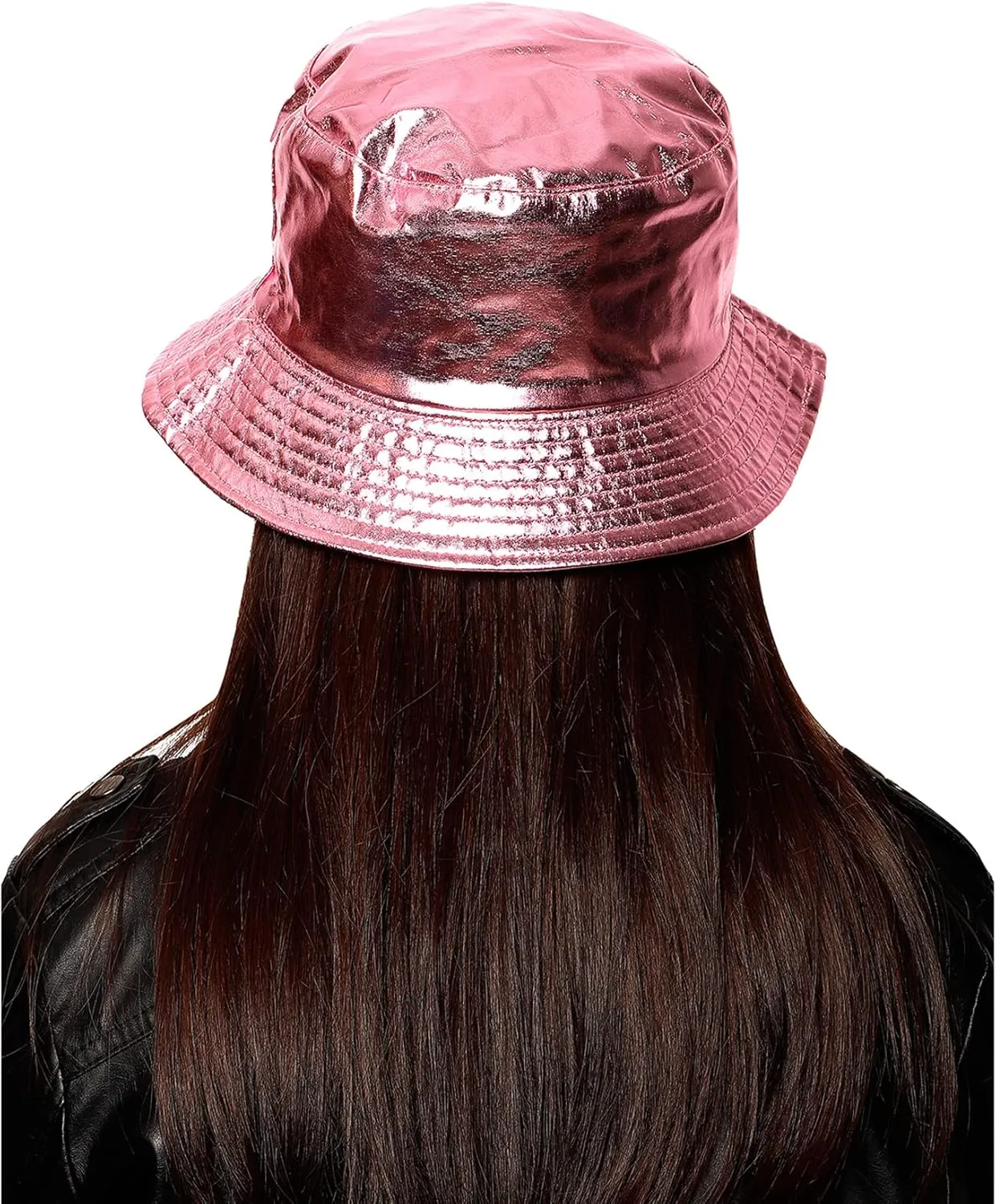 Eigso Unisex Fashionable Wild Camping Bucket Hat Sun Protection Flexible Fold Furry Metallic Finish
