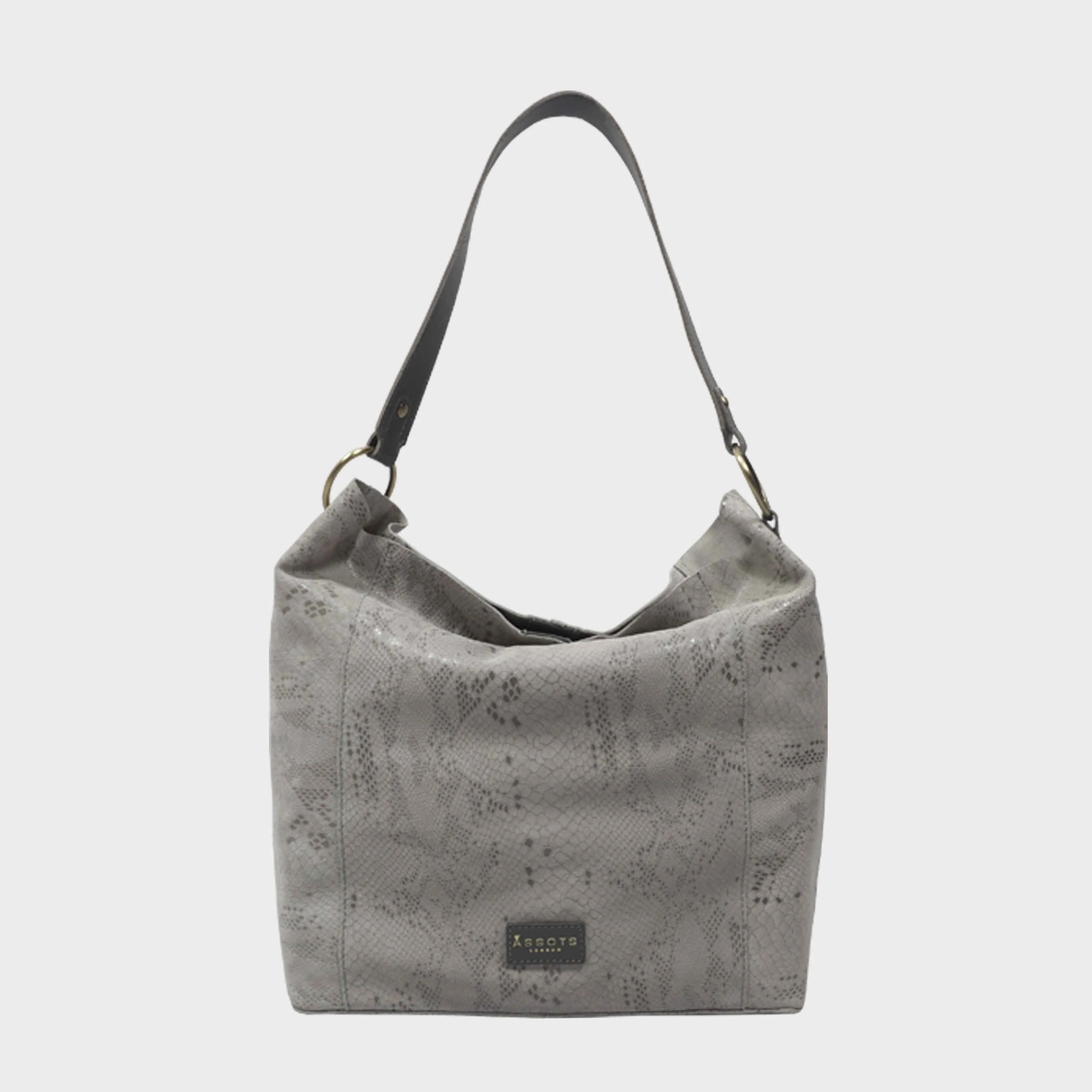 'Esme' Grey Python Snake Real Leather Slouchy Hobo Bag