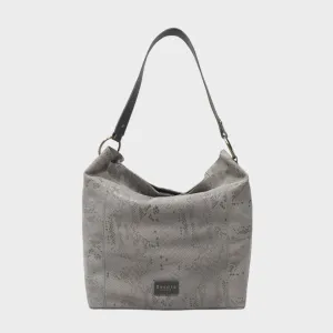 'Esme' Grey Python Snake Real Leather Slouchy Hobo Bag