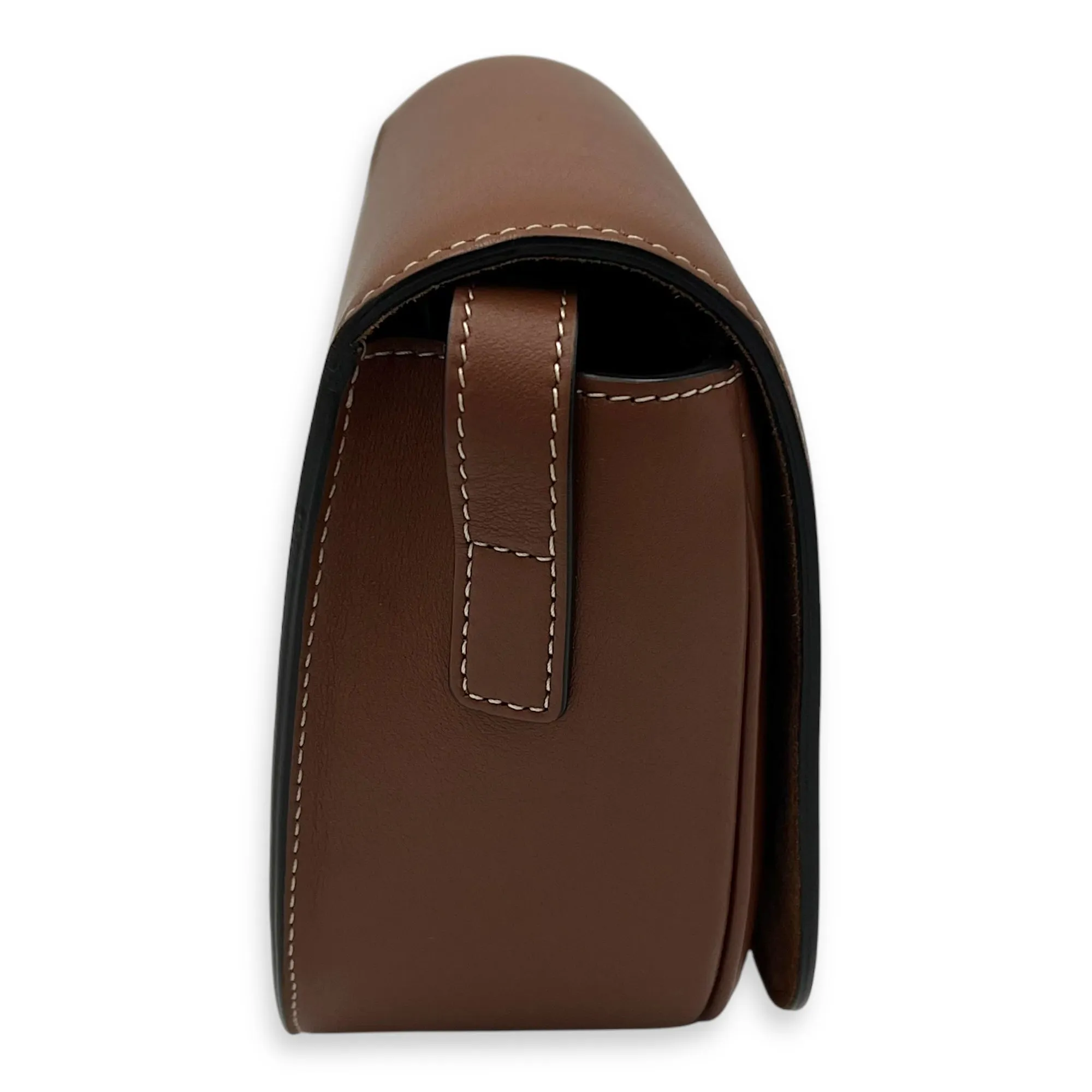 Folco Triomphe Brown Crossbody Bag in Calfskin, Gold hardware